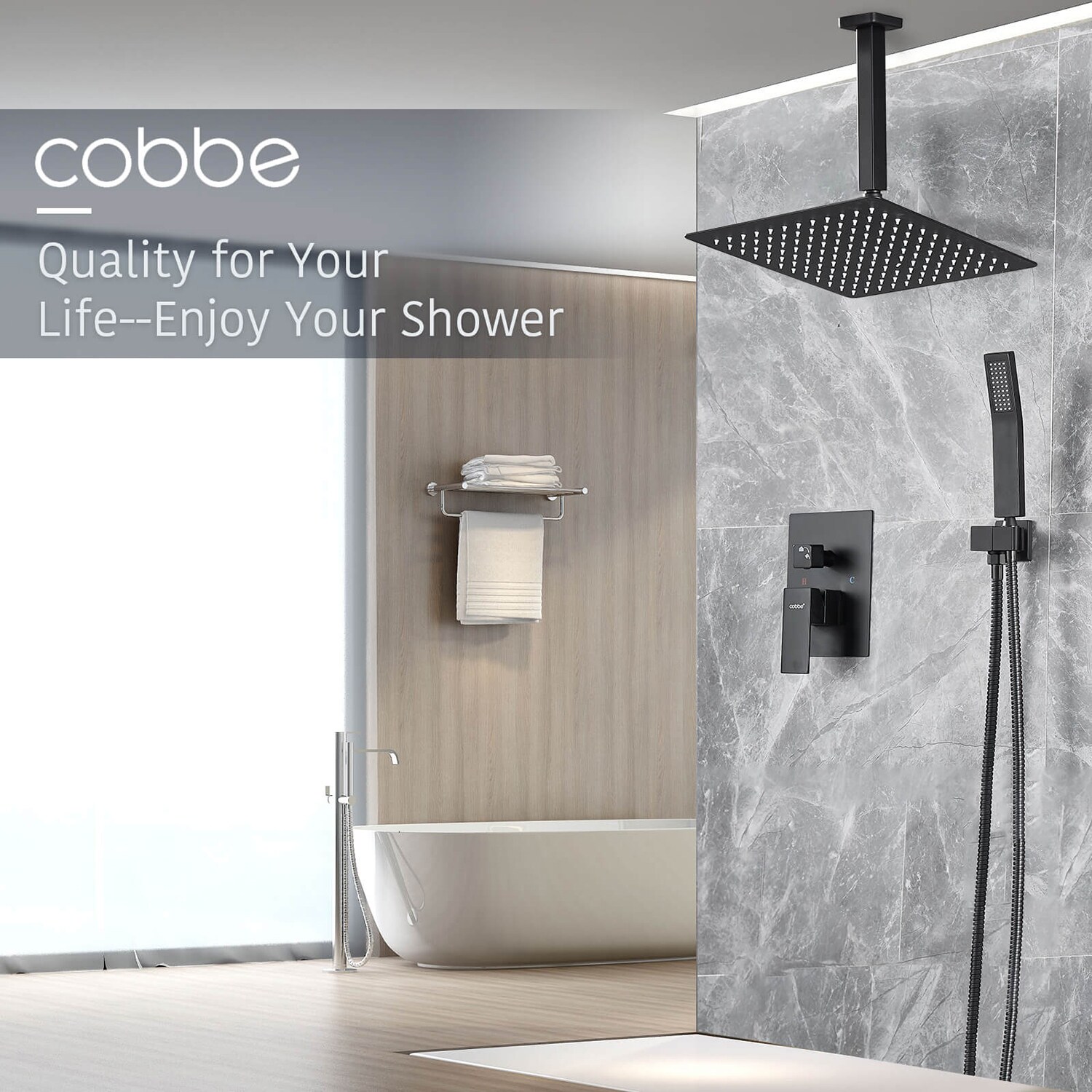 Cobbe SSF0312B Showerhead-Bar-Panels - View #5