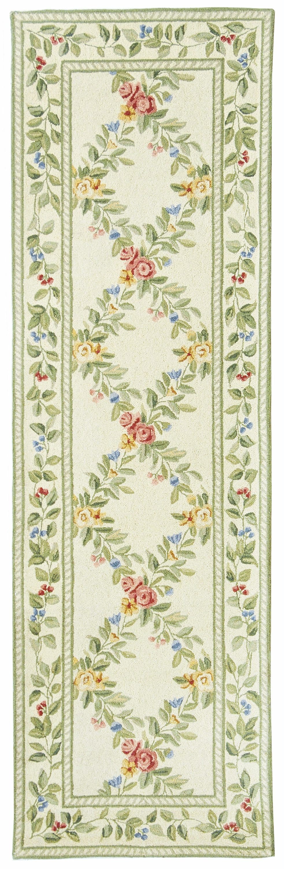 Safavieh HK60A-210 Chelsea Krans 2 x 10 (ft) Hooked Wool Ivory Rectangular Indoor Trellis Runner rug