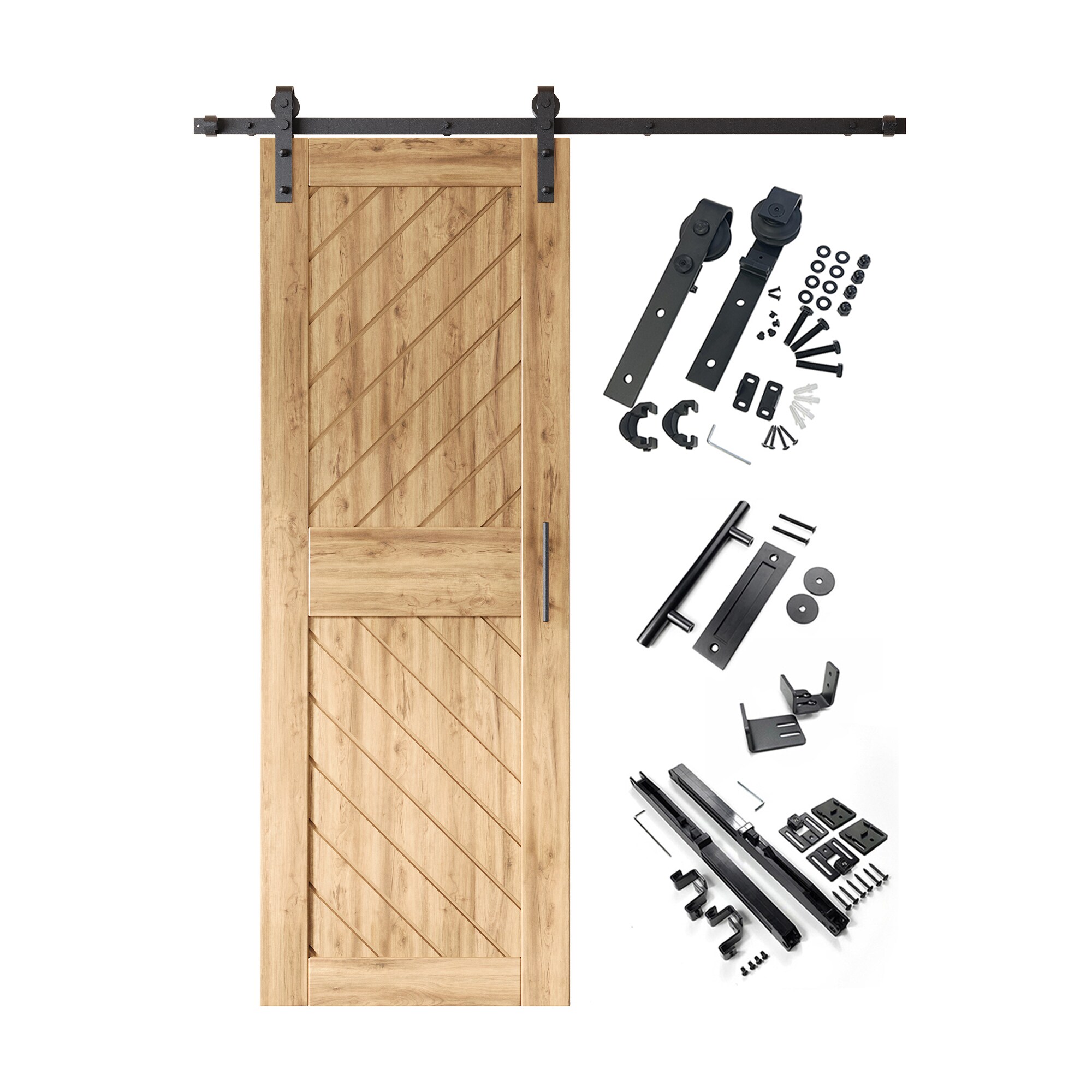 HOMACER YT1TGH066C-XT3-3084 30-in x 84-in Unfinished Unfinished Non-standard Pine Wood Solid core Single Barn Door (Hardware Included)