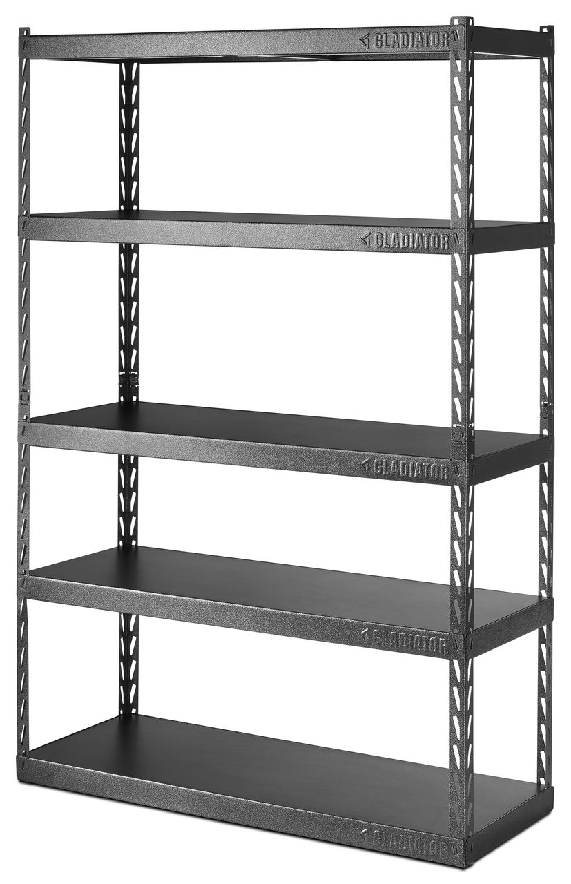 Gladiator Steel Heavy Duty 5-Tier department Unit x x Shelving (48-in the 72-in Shelving H), Freestanding W at in Utility Gray D Units 18-in