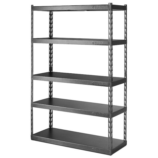 Gladiator Steel Heavy Duty 5-Tier Utility Shelving Unit (48-in W x 18-in D  x 72-in H), Gray in the Freestanding Shelving Units department at