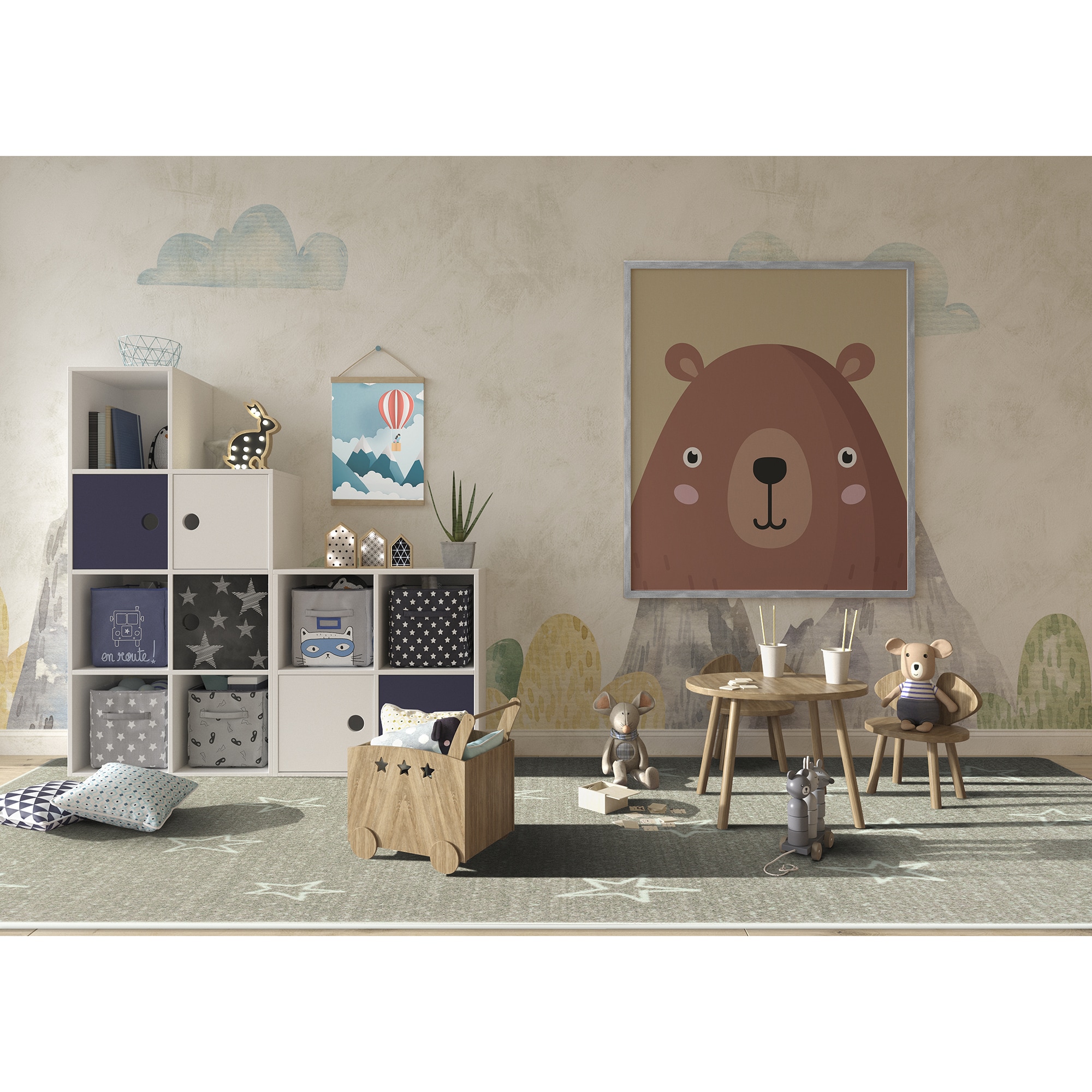 Joy Carpets 2117B-01 Claremont Kids 4 x 5 (ft) Tufted Nylon Linen Rectangular Indoor Area rug