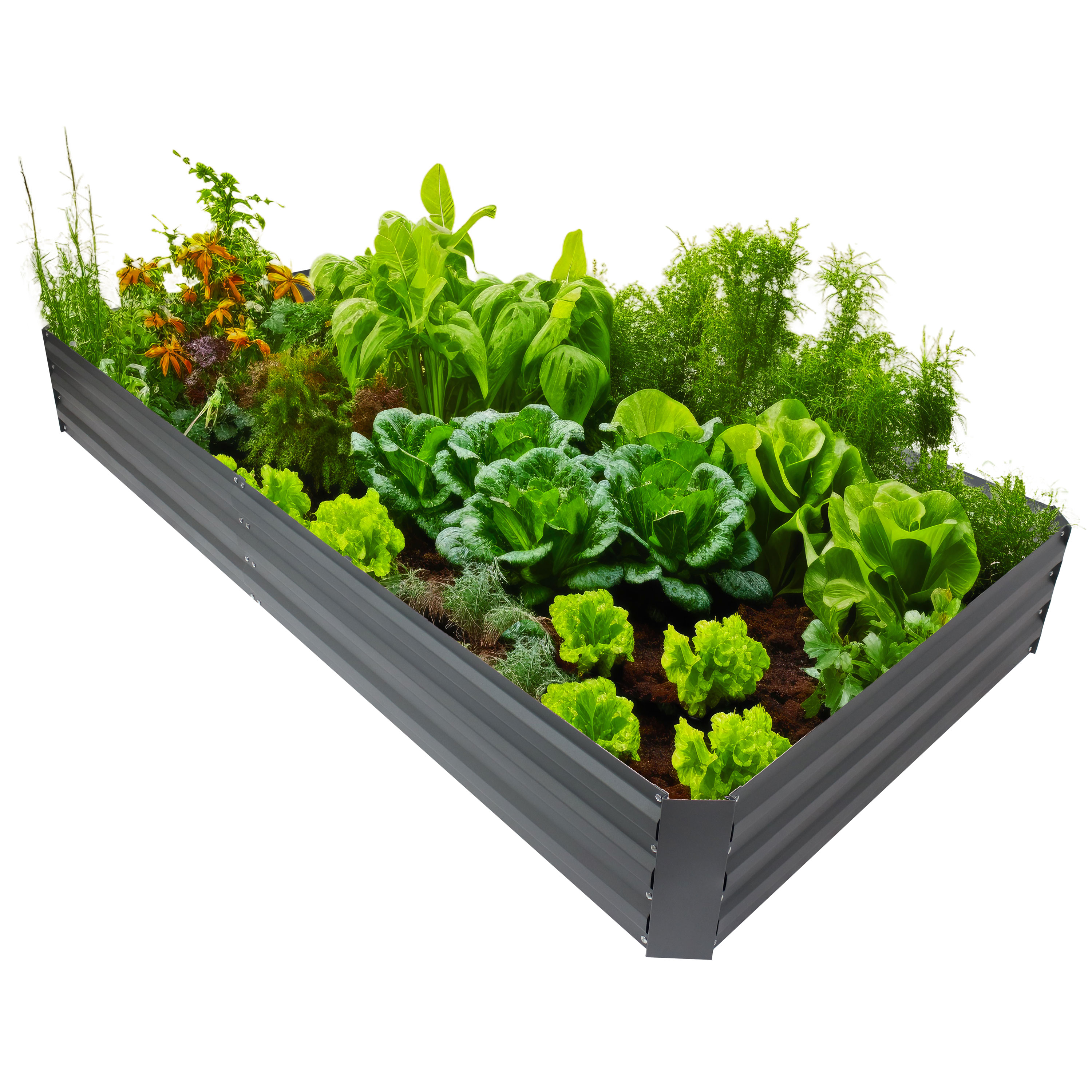 Sunnydaze Decor NPH-663 95-in W x 47-in L x 12-in H Elevated Gray Galvanized Metal Raised Garden Bed
