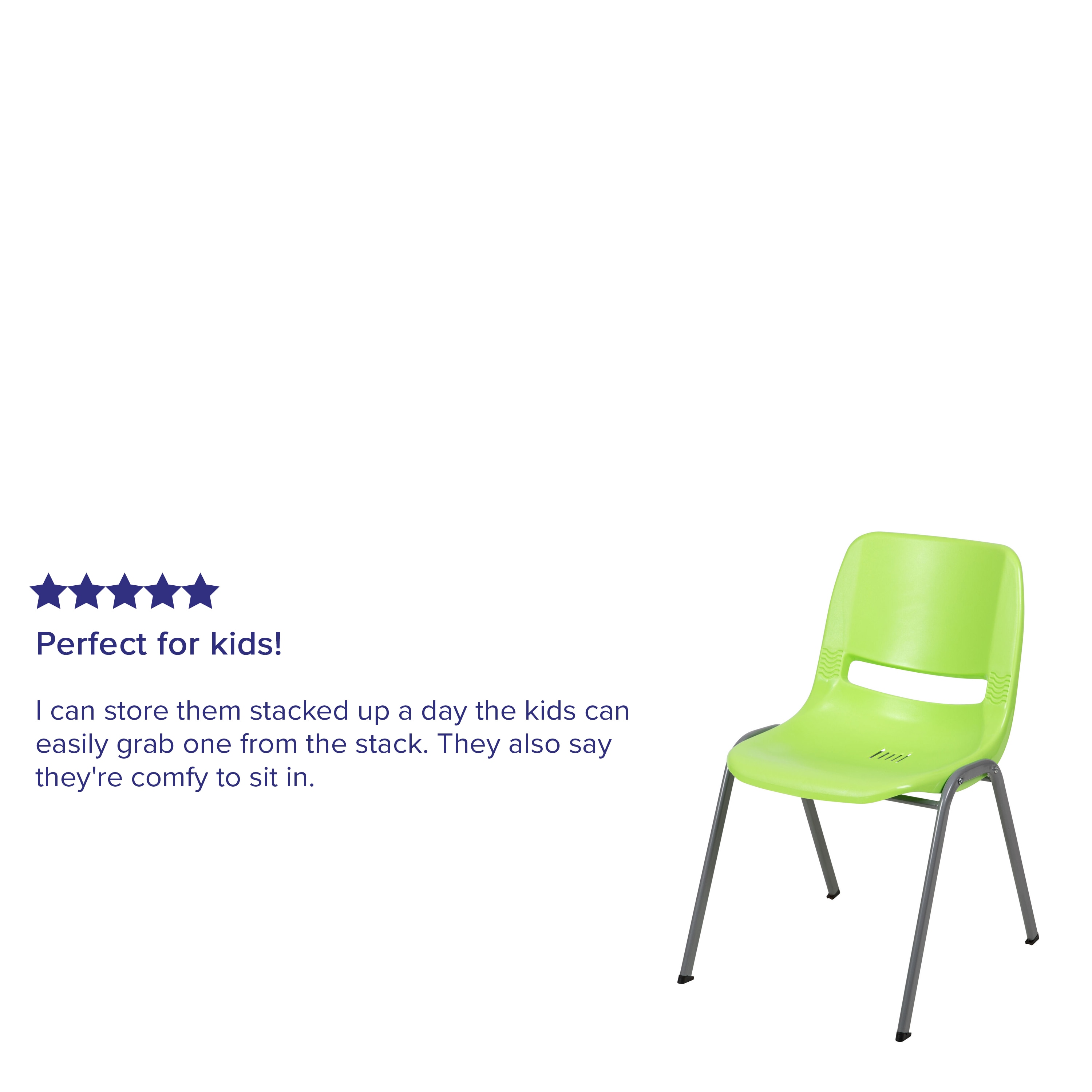 Green Ergonomic Metal Frame Stacking Chair