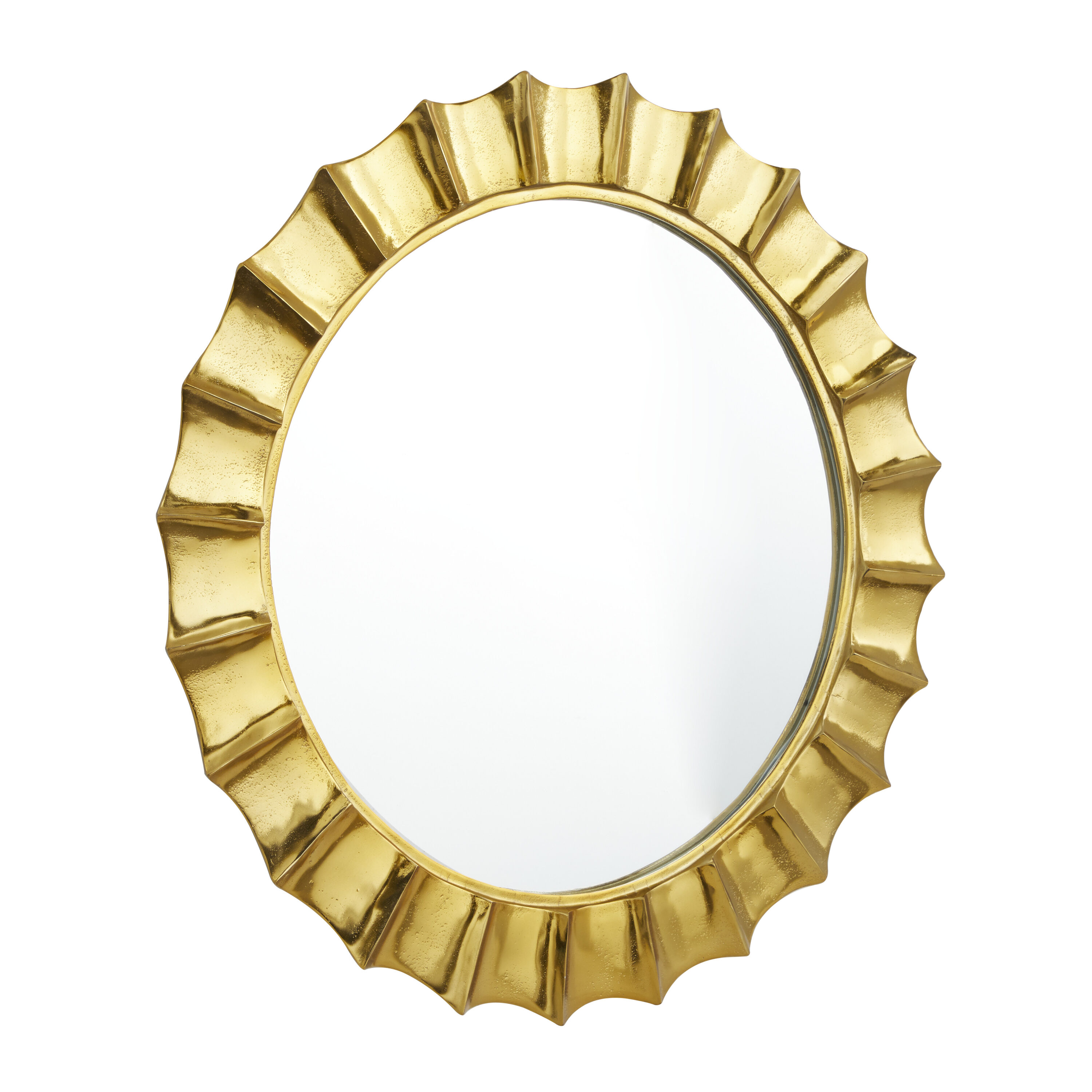 35-Inch Round Gold Sunburst Wall Mirror with Metal Frame