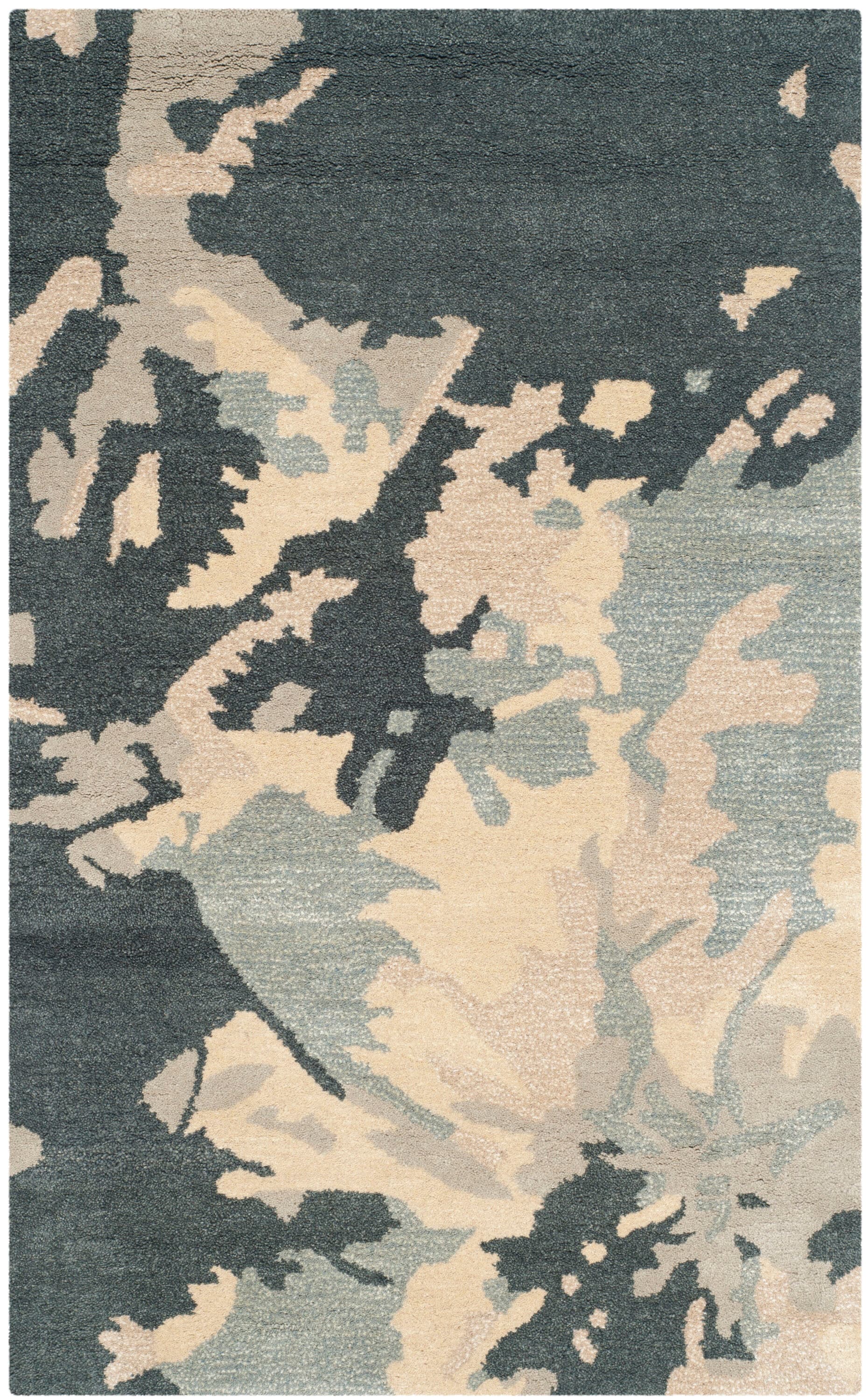 Steel Blue Hand-Tufted Wool and Viscose Area Rug