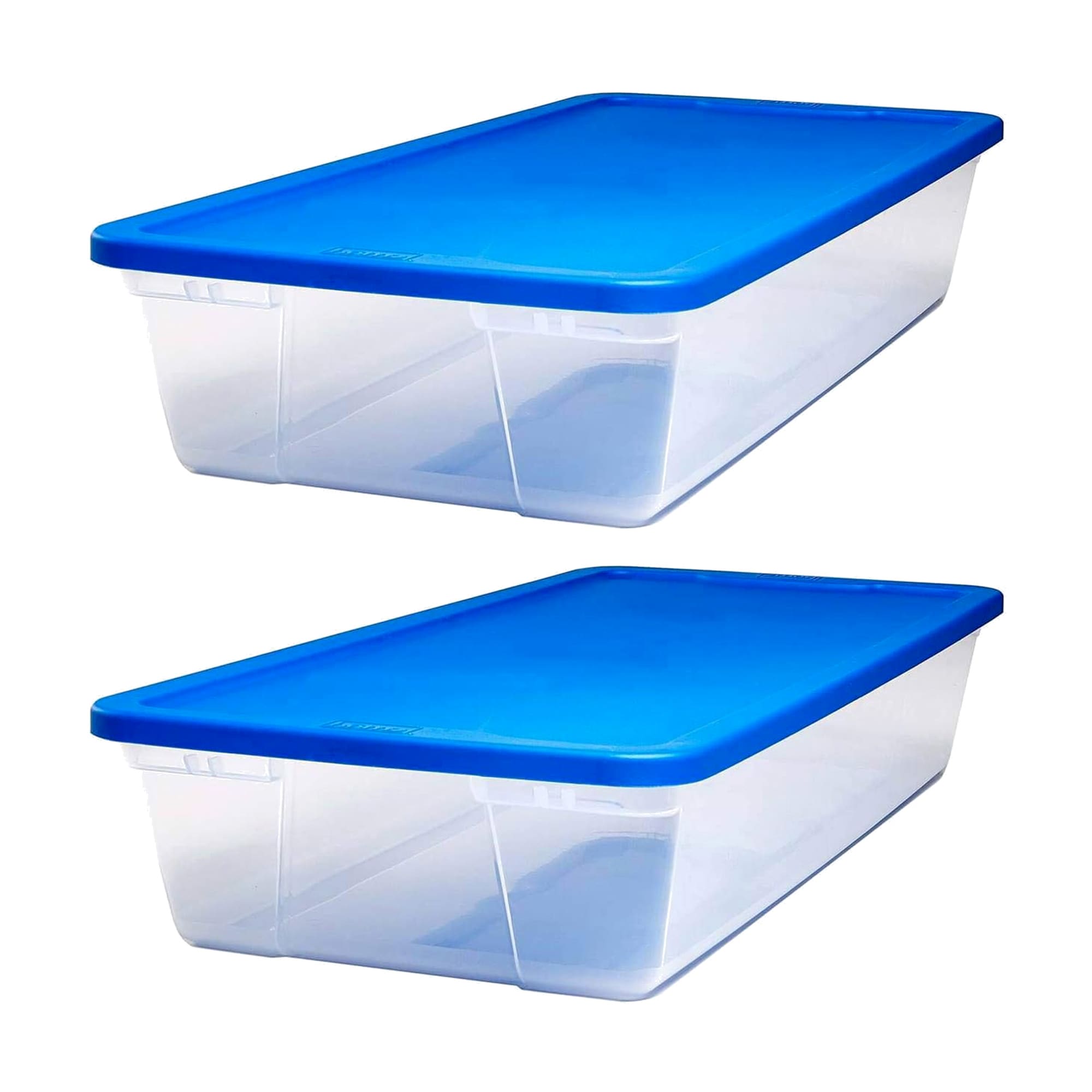 Homz Products 323701 2 -Pack Large 10.25 -Gallons ( 41 -Quarts ) Blue - 41 QT Stackable Tote with Standard Snap Lid