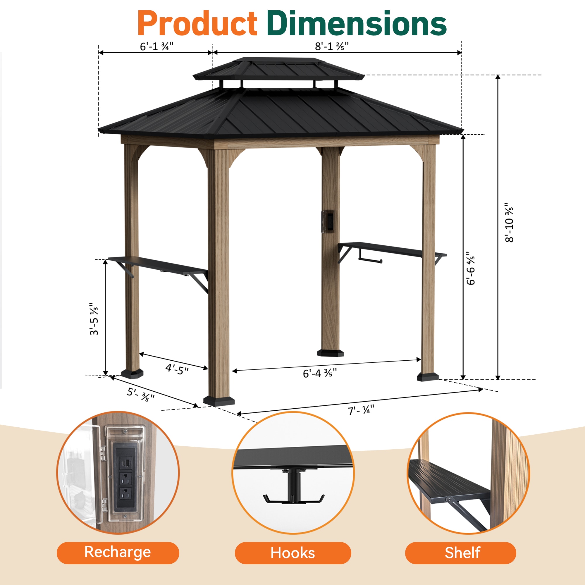 ELEVATE OUTDOORS IG10600004-N WBR Wood-Resin-Gazebos - View #3