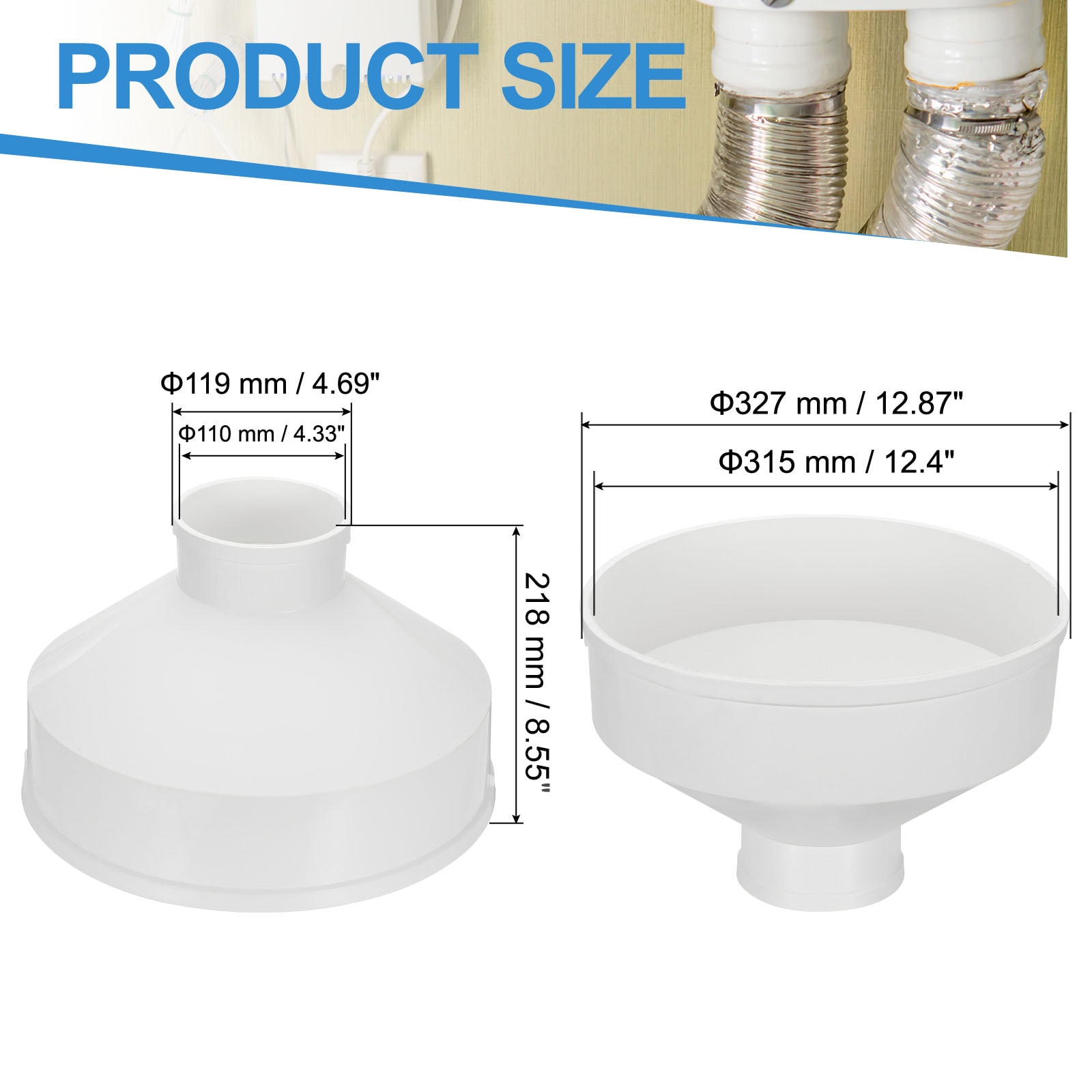 PATIKIL 12-Inch to 4-Inch Duct Reducer PVC Pipe Increaser Adapter ...