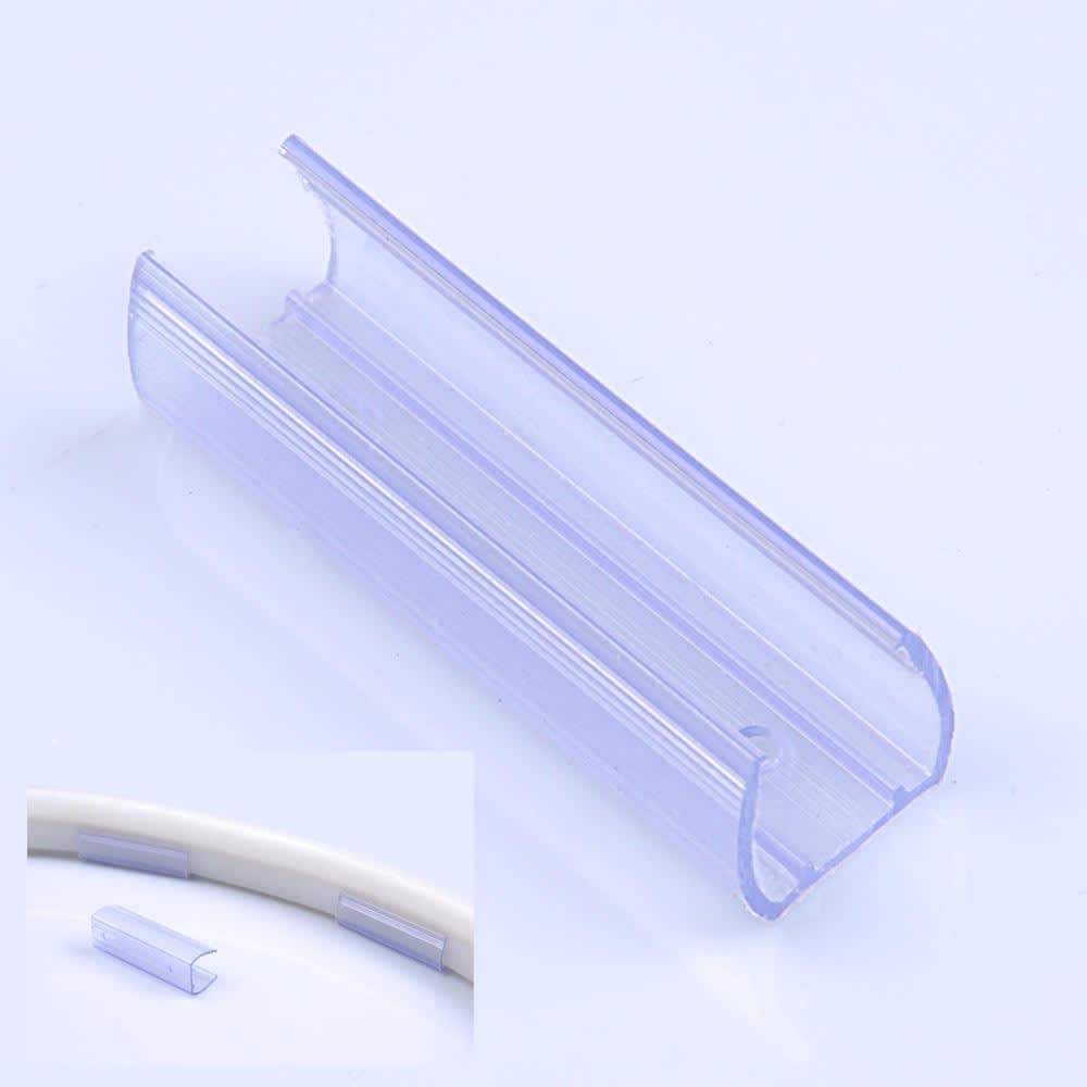 Yescom 11DEL002-NMNT-5CM-LO 2 inch Plastic U Channel System 50PCS Clear PVC Universal LED Track Mounting Holder for 9/16 inch Neon Flex Strip Light