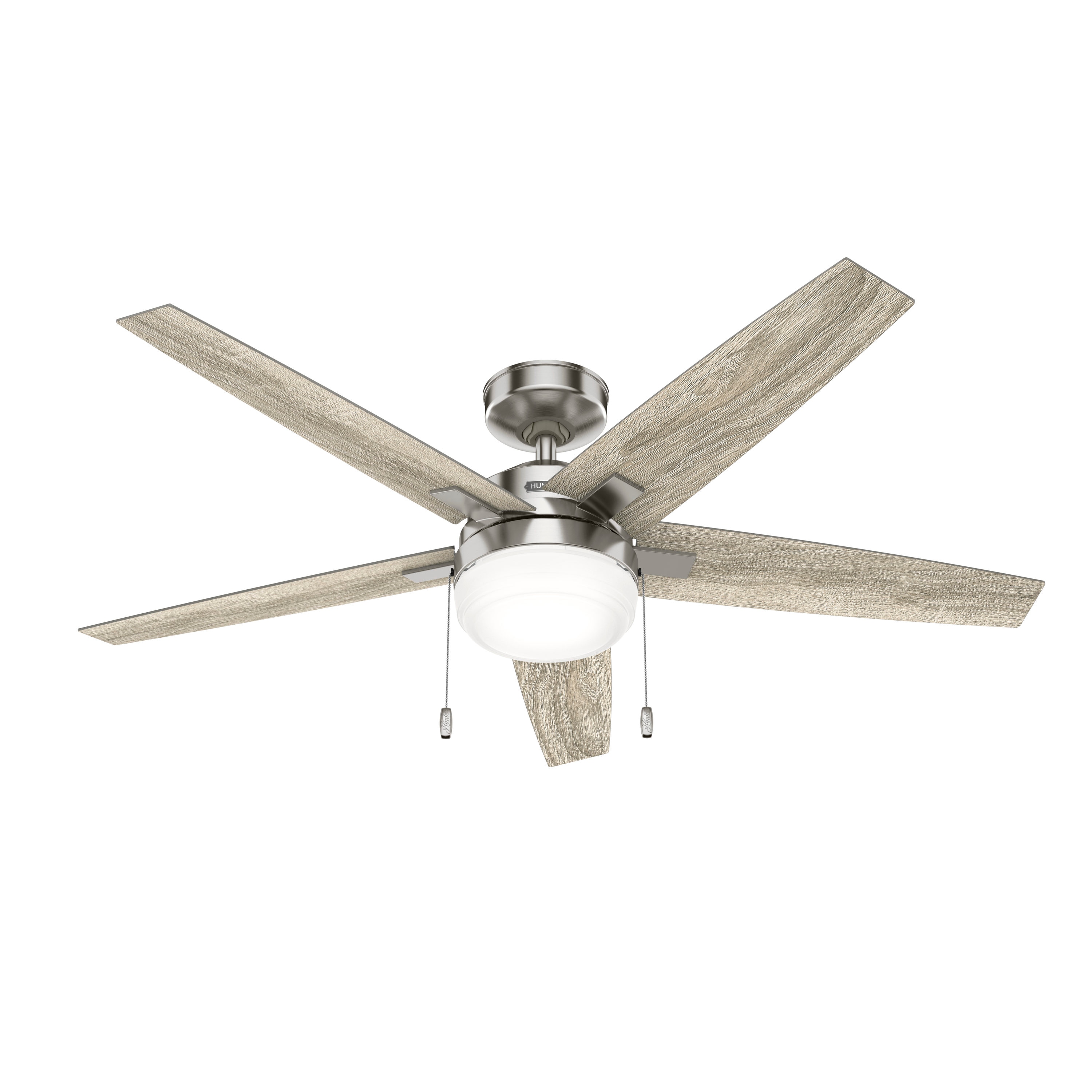 Hunter Khamsin 52 In Brushed Nickel Indoor Ceiling Fan With Light 5 Blade The Fans Department At Lowes Com