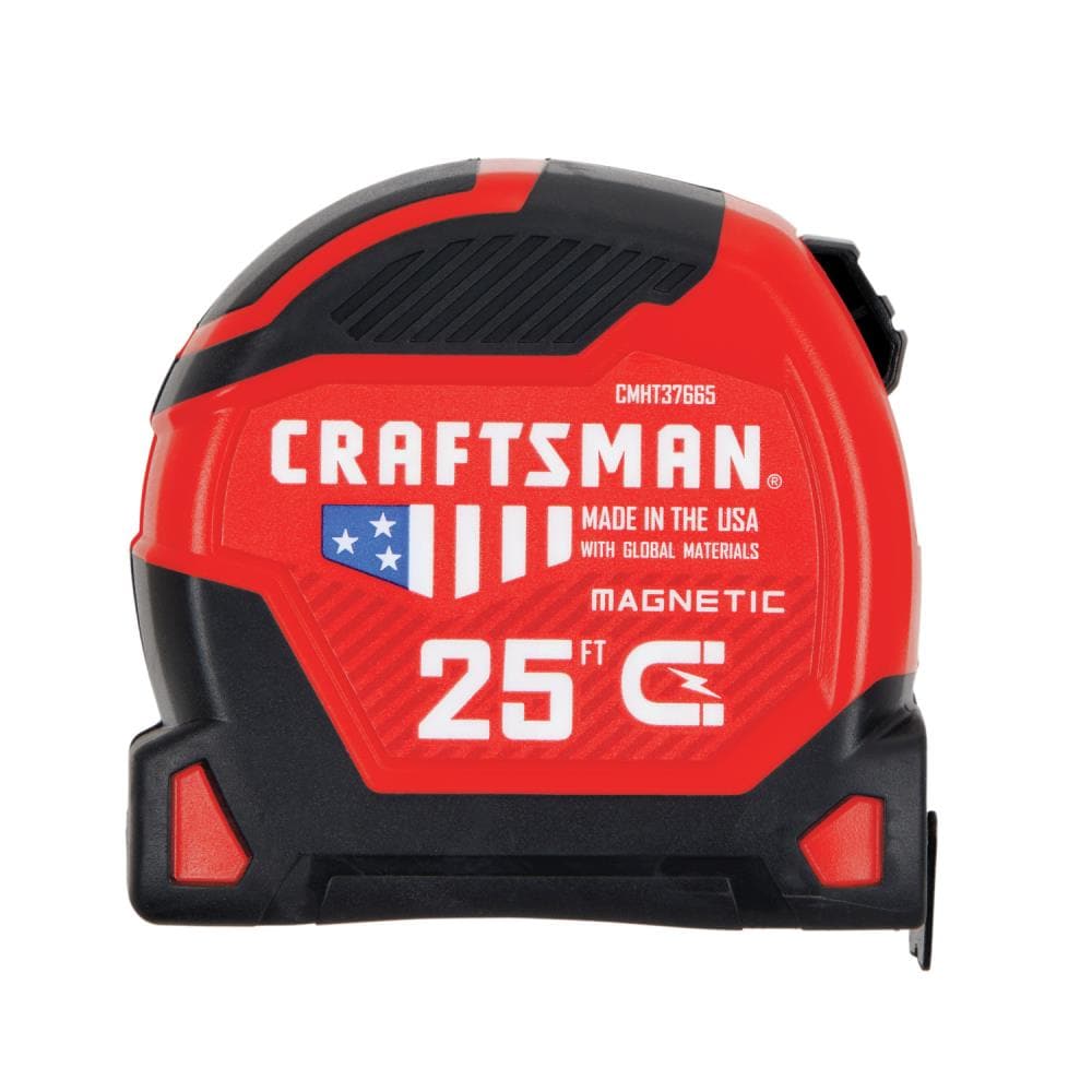 CRAFTSMAN 25-Ft Tape Measure with Fraction Markings, Retractable,  Self-Locking Blade (CMHT37225)