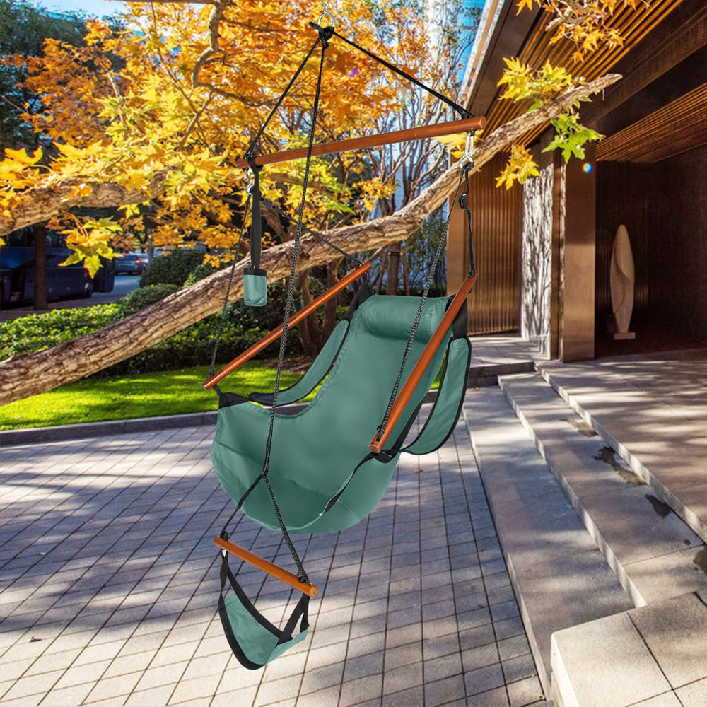 Winado 36.3 in. Portable Hammock Rope Chair Outdoor Hanging Air Swing in  Green in the Hammocks department at