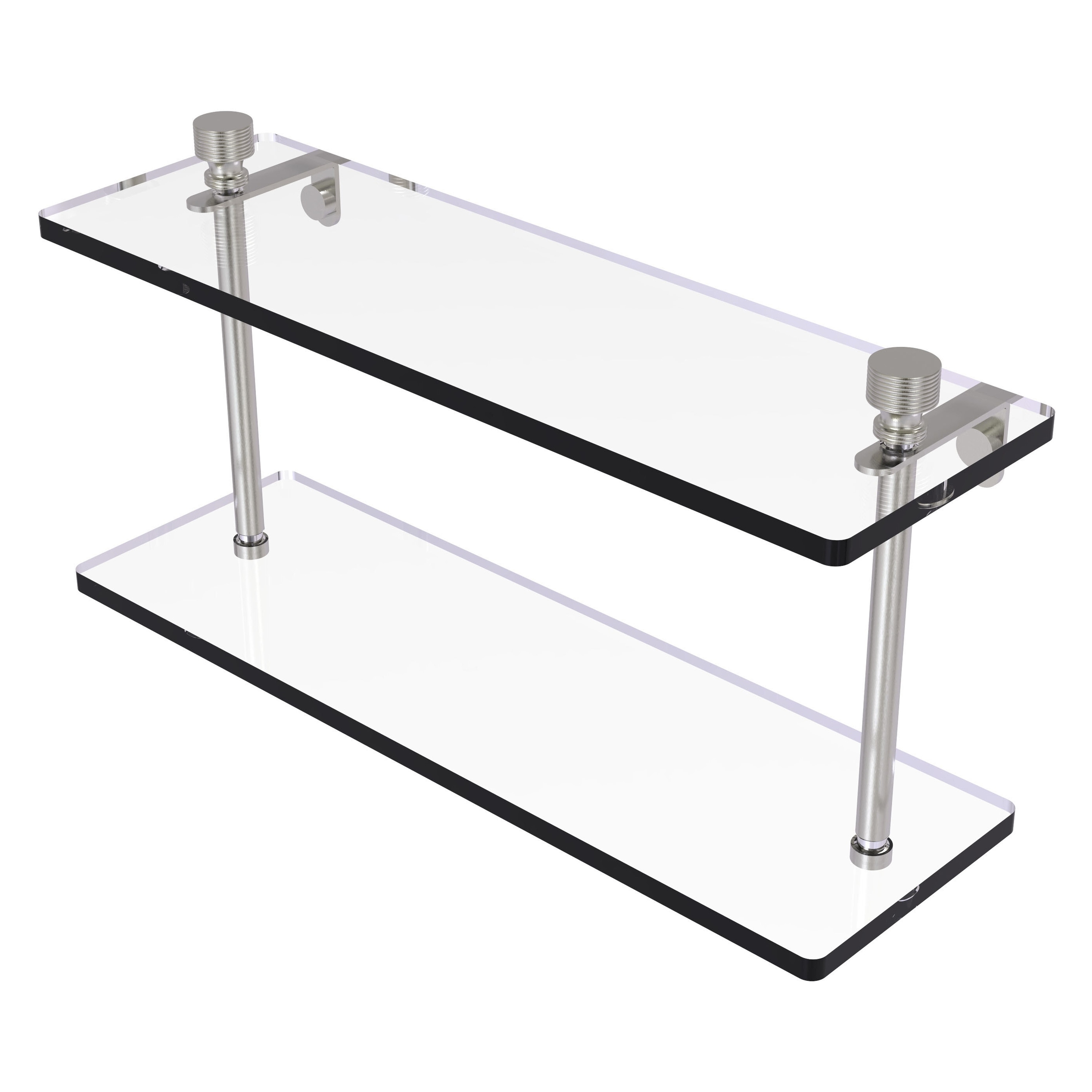 Allied Brass FT-2/16-SN Foxtrot Satin Nickel 2 -Tier Wall mount Bathroom Shelf ( 16-in x 8-in x 5-in )