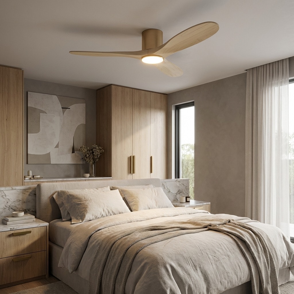 Generation Lighting Maverick 52-in Burnished Brass LED Covered Outdoor Flush Mount Ceiling Fan With Light and Remote Control Included Sansujyuku sansujyuku.com