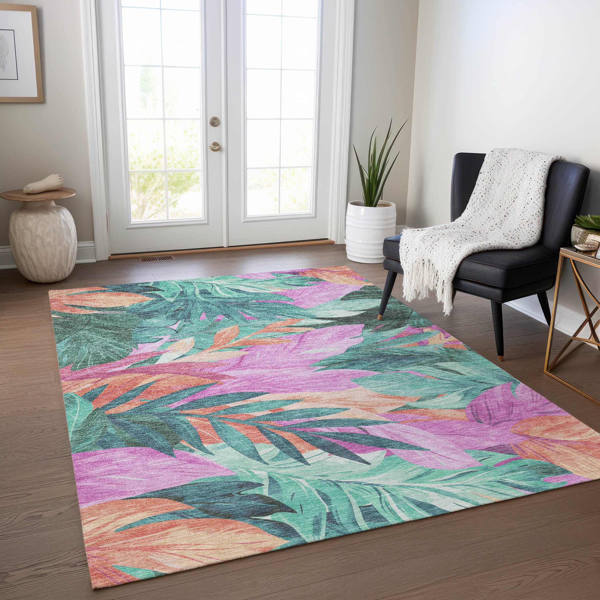 Addison Rugs ACN1498TE10X14 Chantille ACN1498TE 10 x 14 (ft) Polyester Teal Rectangular Indoor/Outdoor Geometric Machine washable Area rug