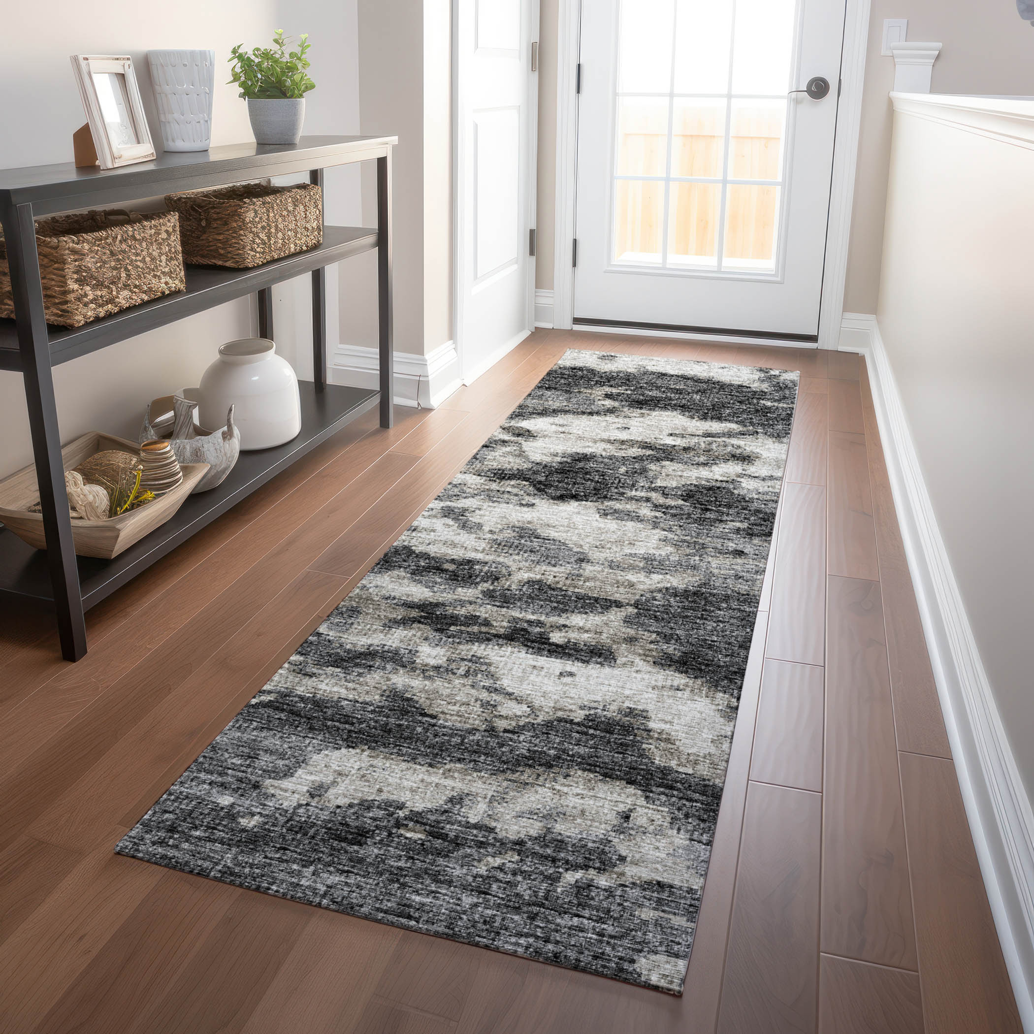 Addison Rugs AMF71BK2X8 Mayfield AMF71BK 2 x 7 (ft) Loomed Polyester Black Rectangular Indoor Abstract Machine washable Runner rug