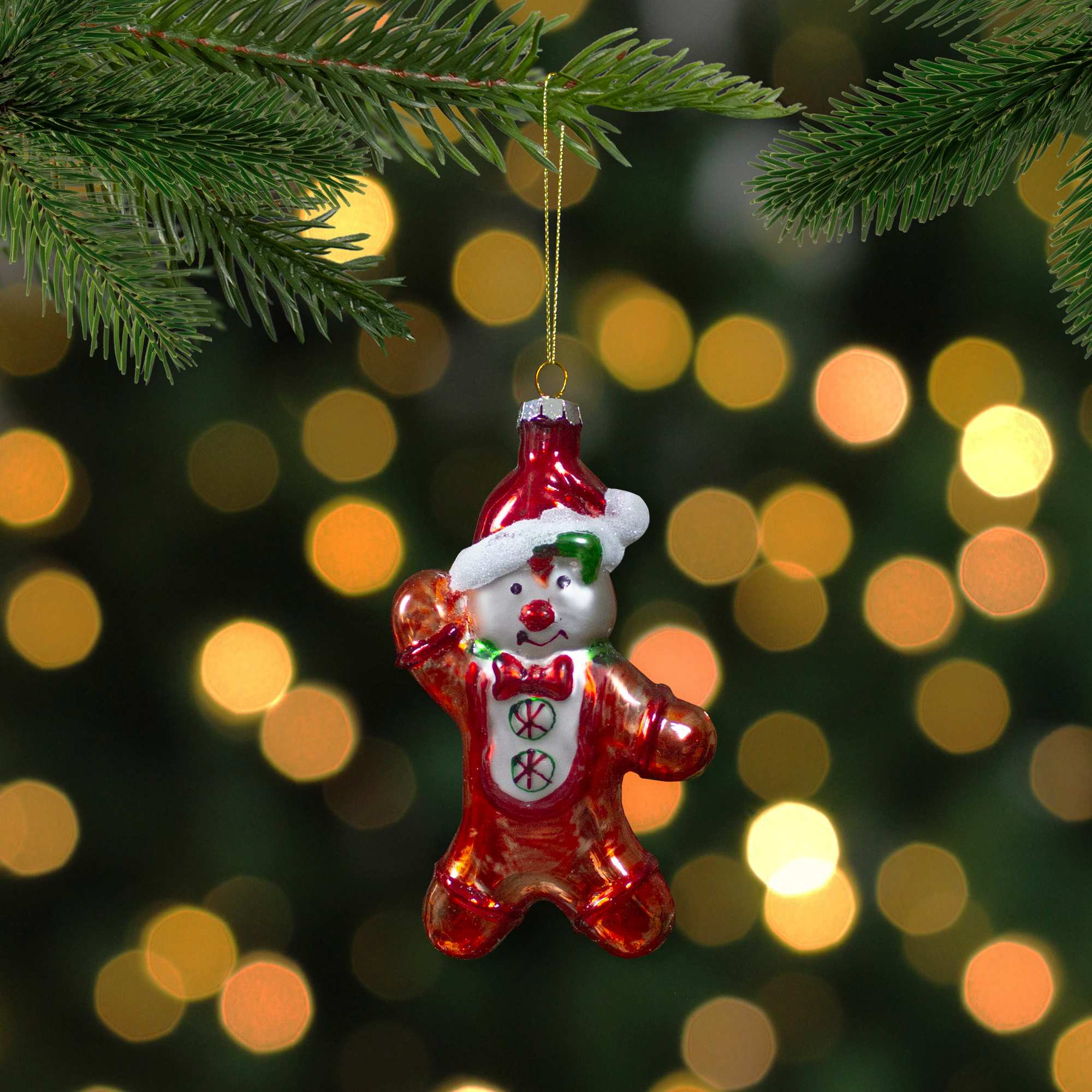 Northlight Gingerbread Man with Santa Hat Hanging Glass Christmas ...