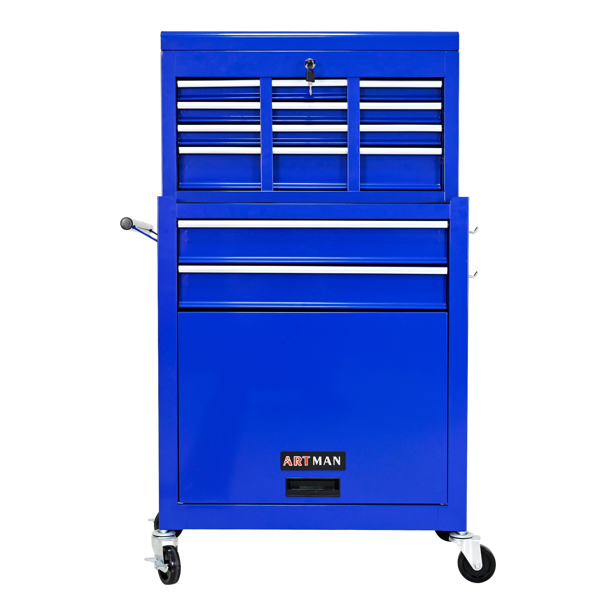 LOVMOR  8 Drawer Ball Bearing Slide Tool Chest Lockable Tool Storage Organizer Steel with Locking Wheels for Garage Workshop Blue Sansujyuku sansujyuku.com