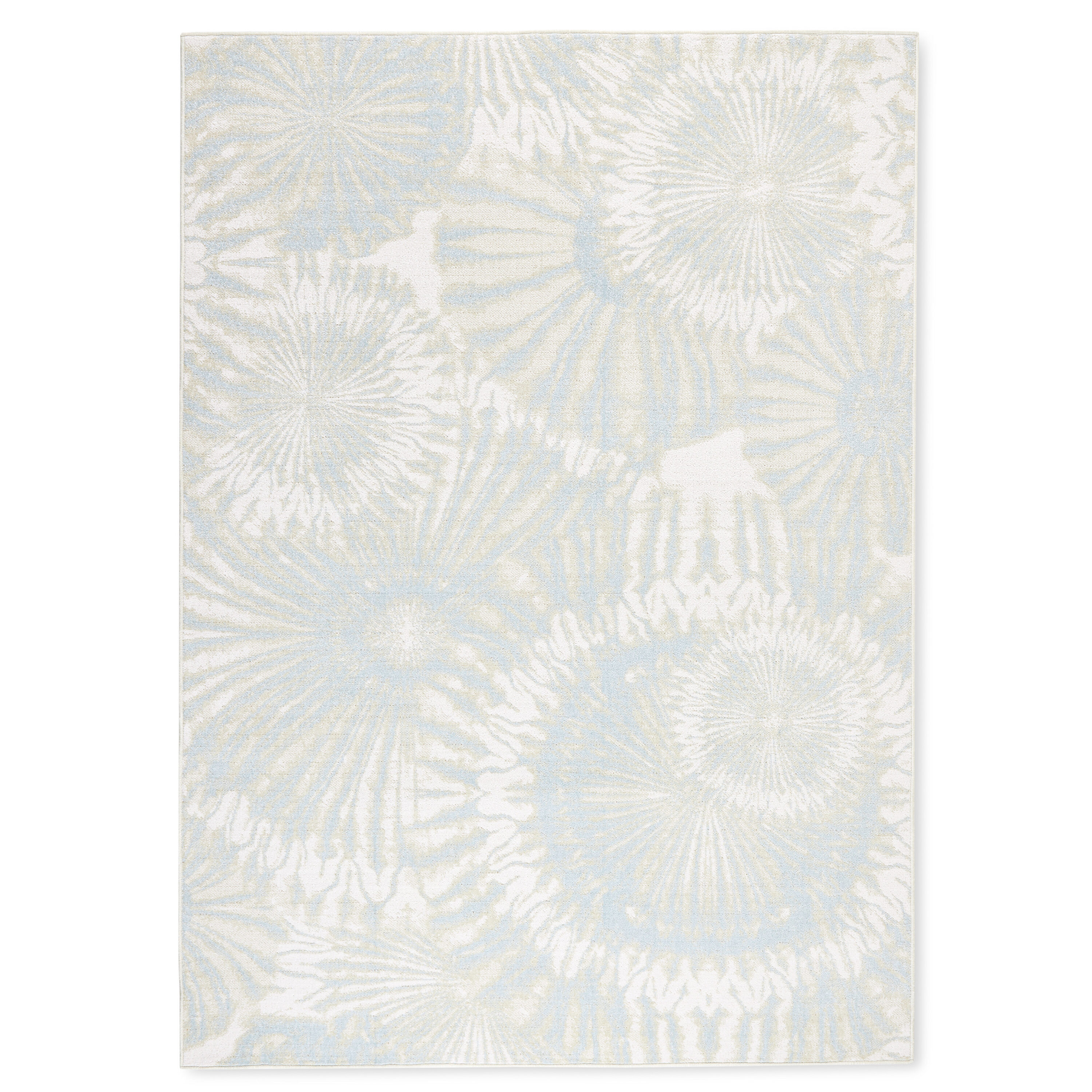Tommy Bahama 1-10947-415 SHIBORI 8 x 10 (ft) Loomed Polypropylene Sage Green/Blue/Ivory Rectangular Indoor/Outdoor Distressed/Overdyed Mid-Century Modern Area rug