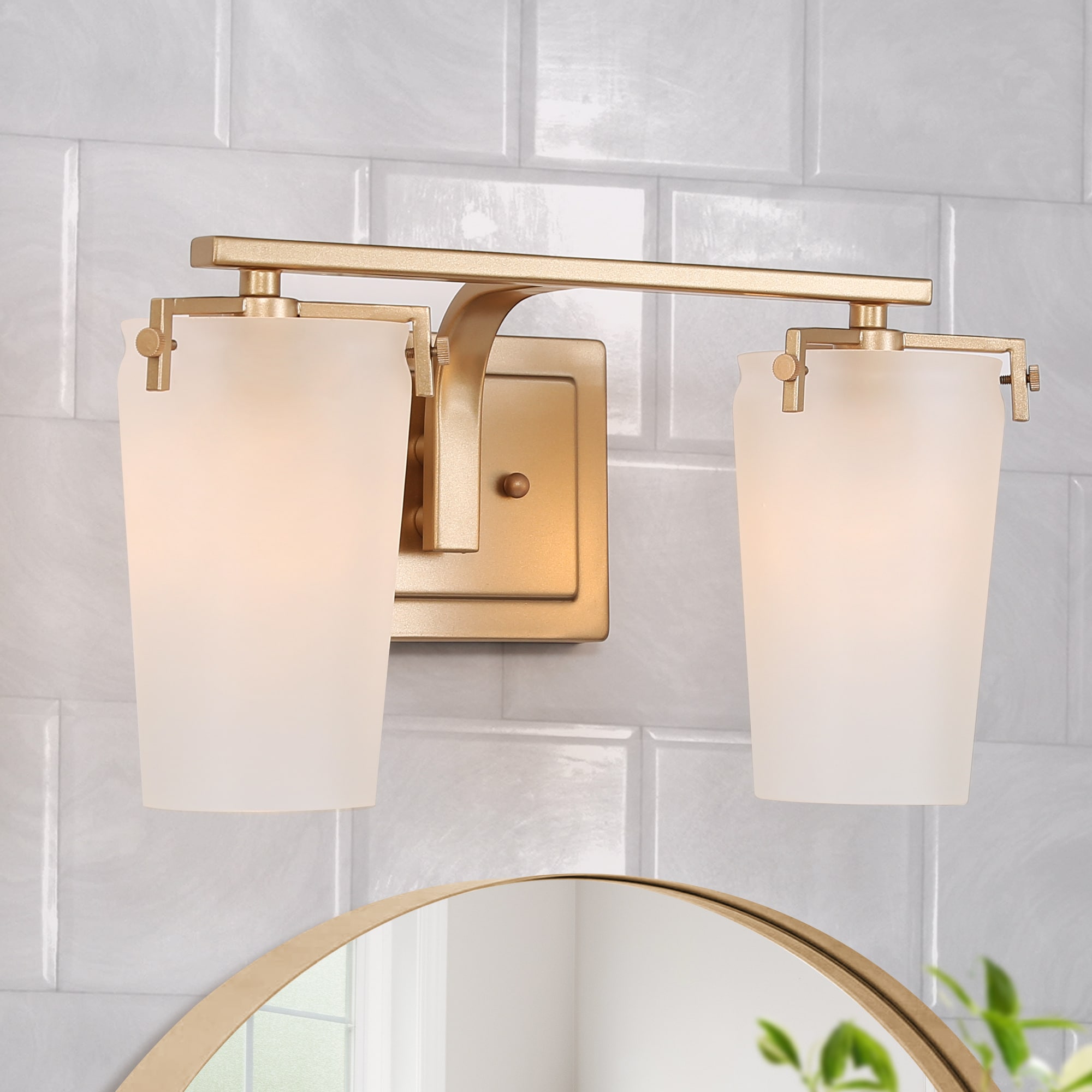 Uolfin IVQEZ2-LWS24307-Y7 14-in 2 -Light Polished Gold Modern/contemporary Vanity light