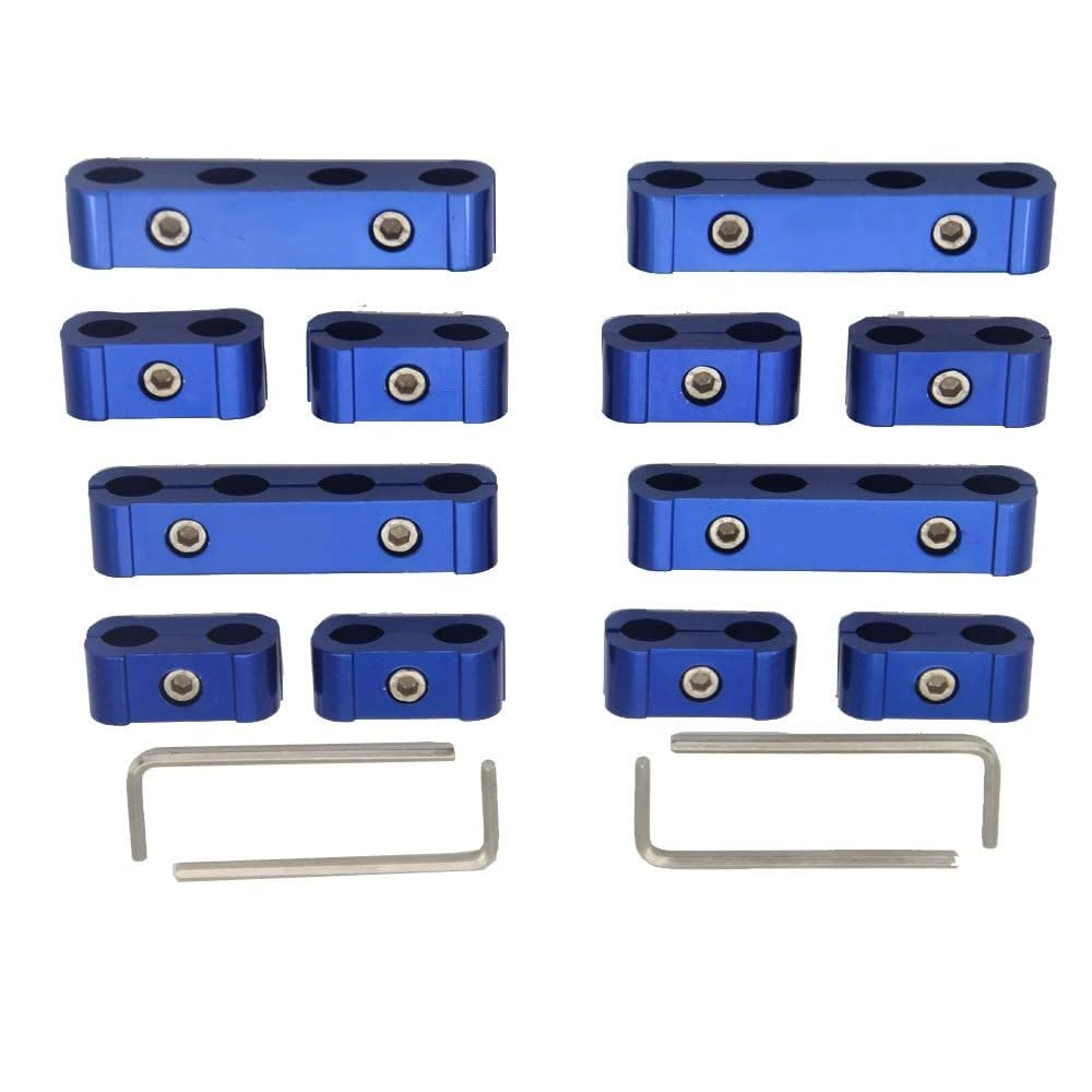 Aoibox  Aluminum Spark Plug Wire Separator Loom Kit for 8mm 9mm 10mm Wires Blue Engine Wire Organizers 12 Piece