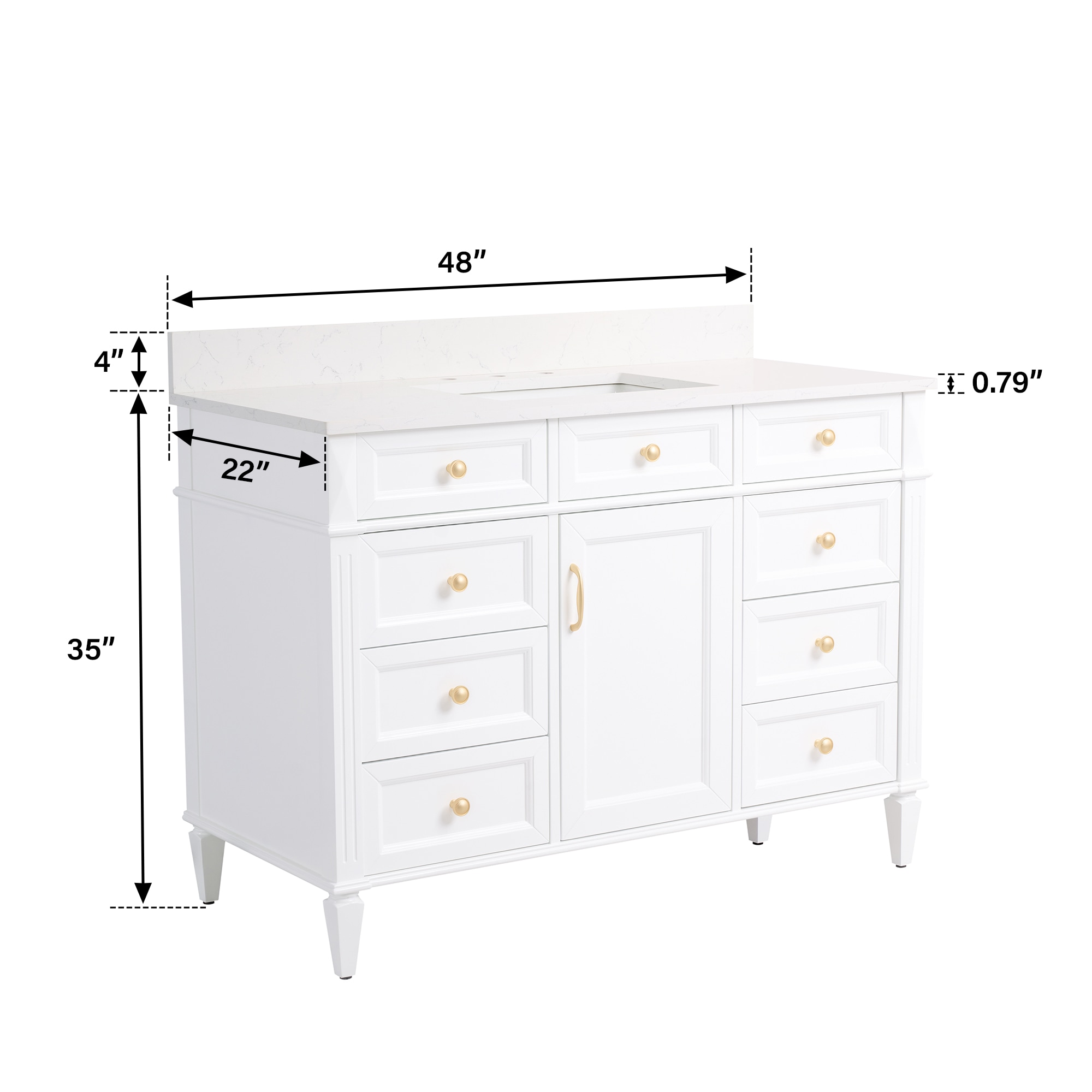WELLFOR ELISA48QZ-WT Bath-Vanity-Combo - View #3