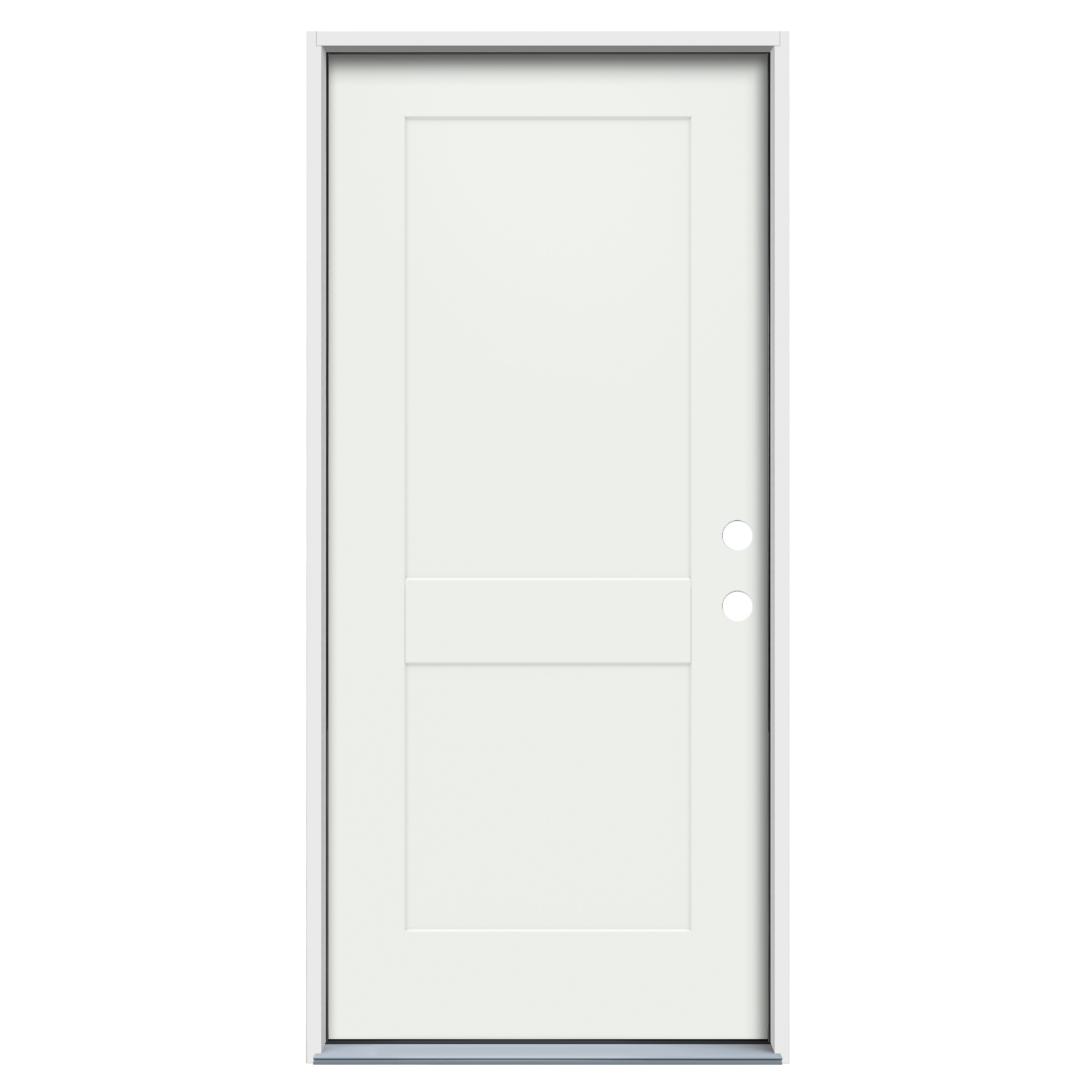32-in x 80-in Steel Left-Hand Inswing Arctic White Paint Painted Prehung Single Front Door Insulating Core | - American Building Supply LO1049601