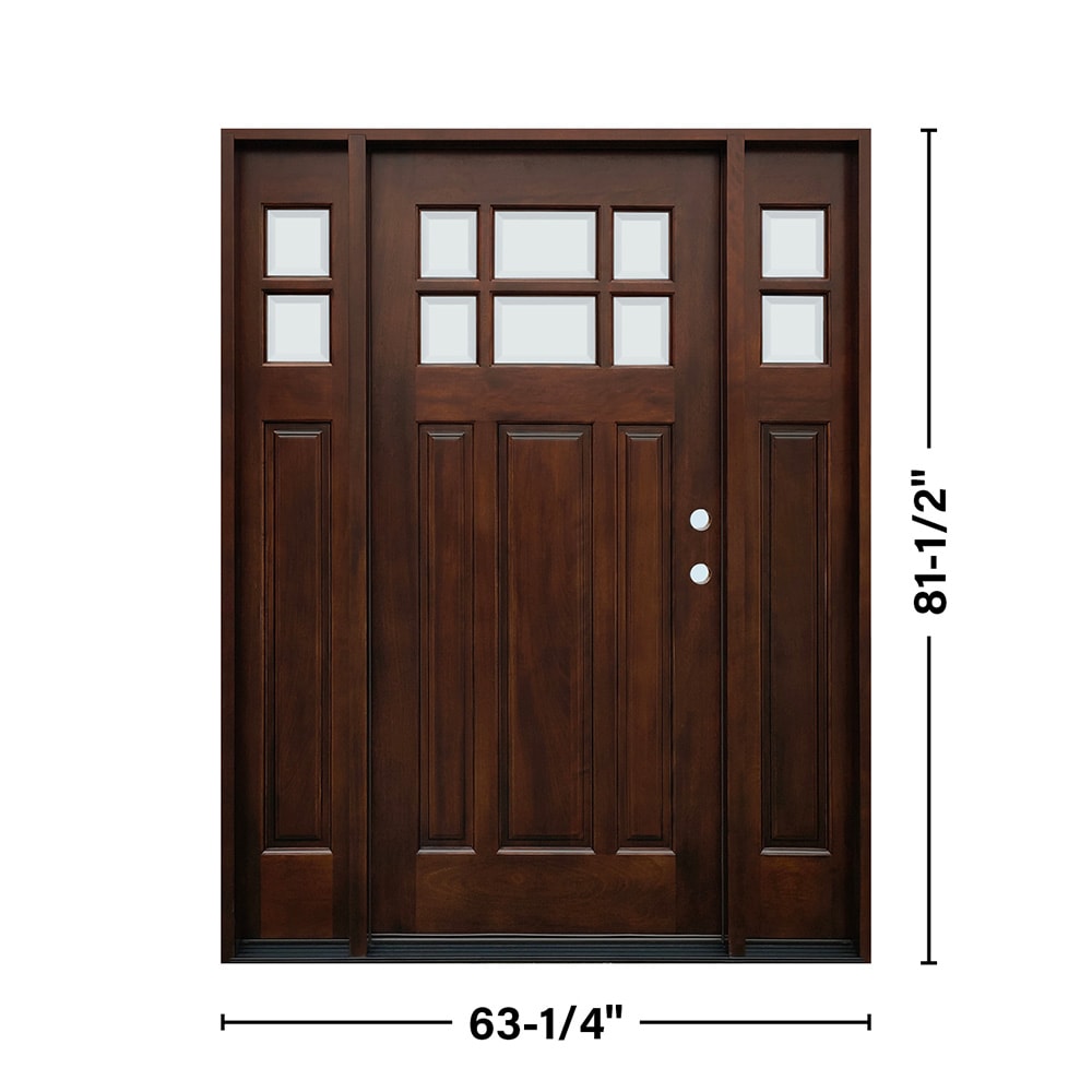 Greatview Doors 36-in x 80-in Wood 3/4 Lite Left-Hand Inswing Mahogany  Unfinished Prehung Single Front Door Solid Core