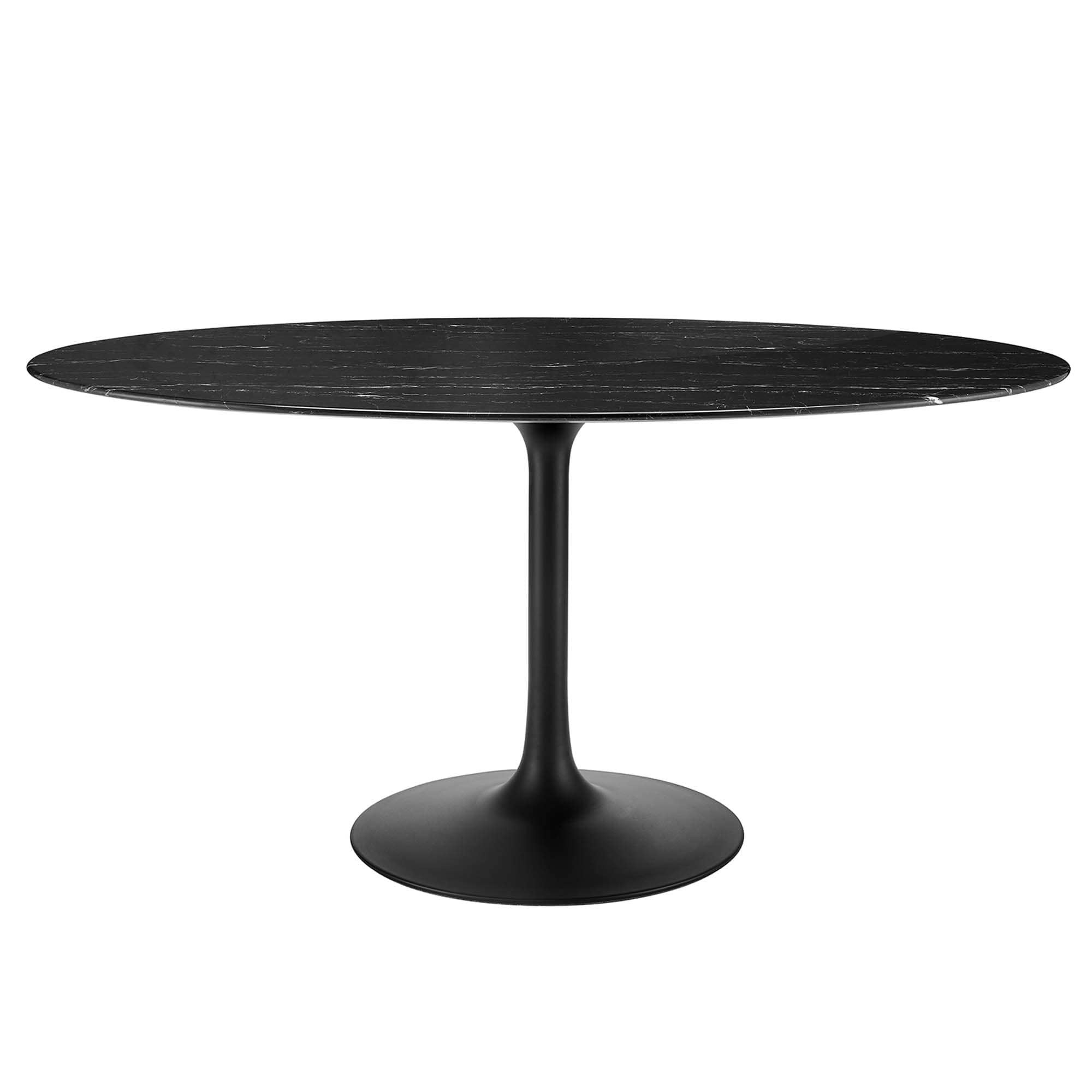 Modway EEI-4881-BLK-BLK Lippa 60 Inch  Oval Faux Marble Dining Table in Black Black