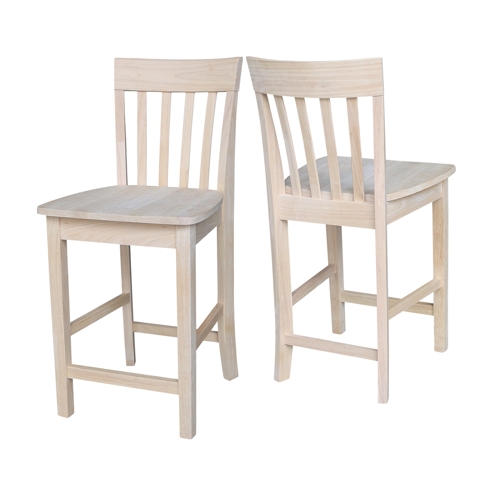 Brown Solid Wood 24" Slatback Stool