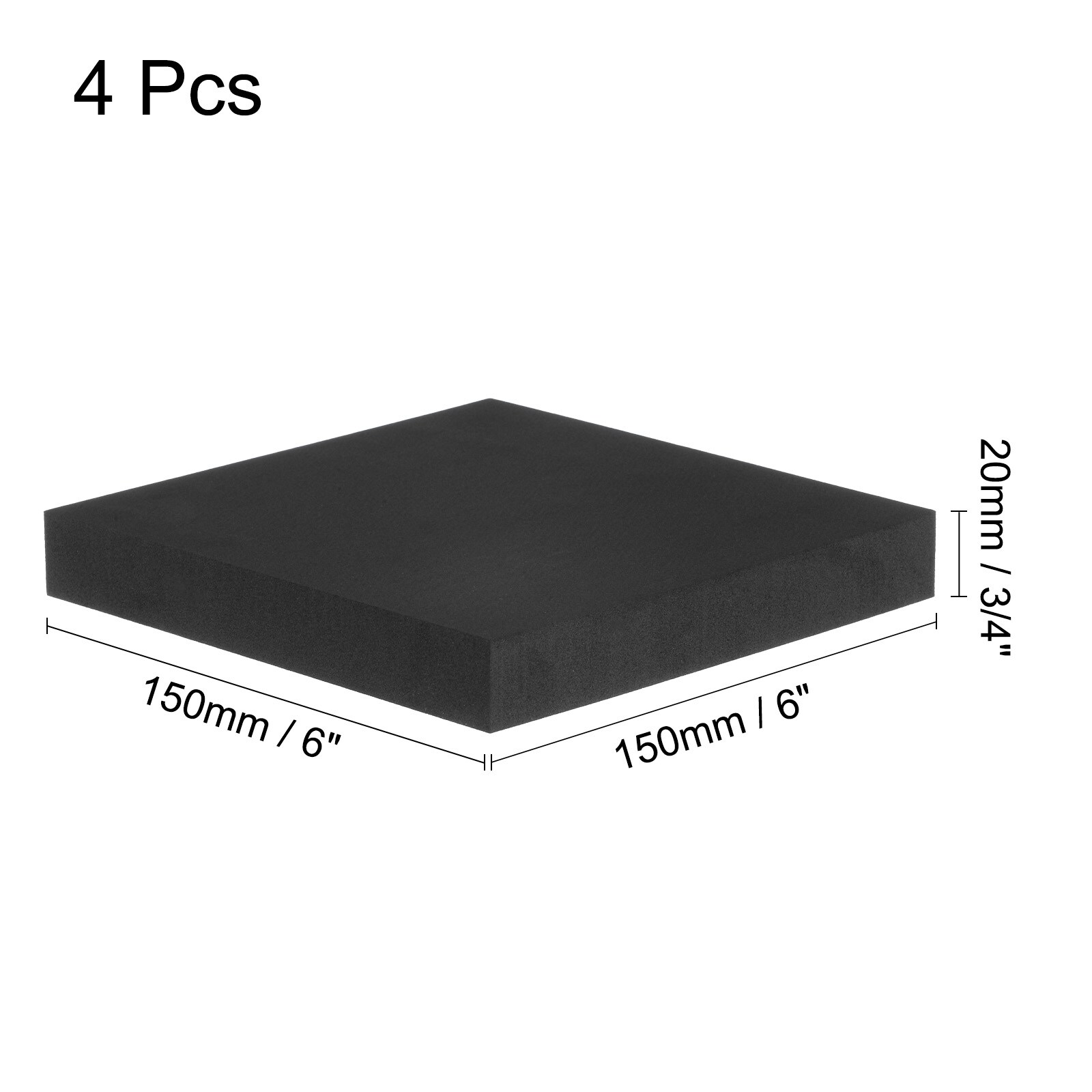 Unique Bargains 4pcs Rubber Padding Sheets 3/4 Inch Thick x 6 Inch Long ...