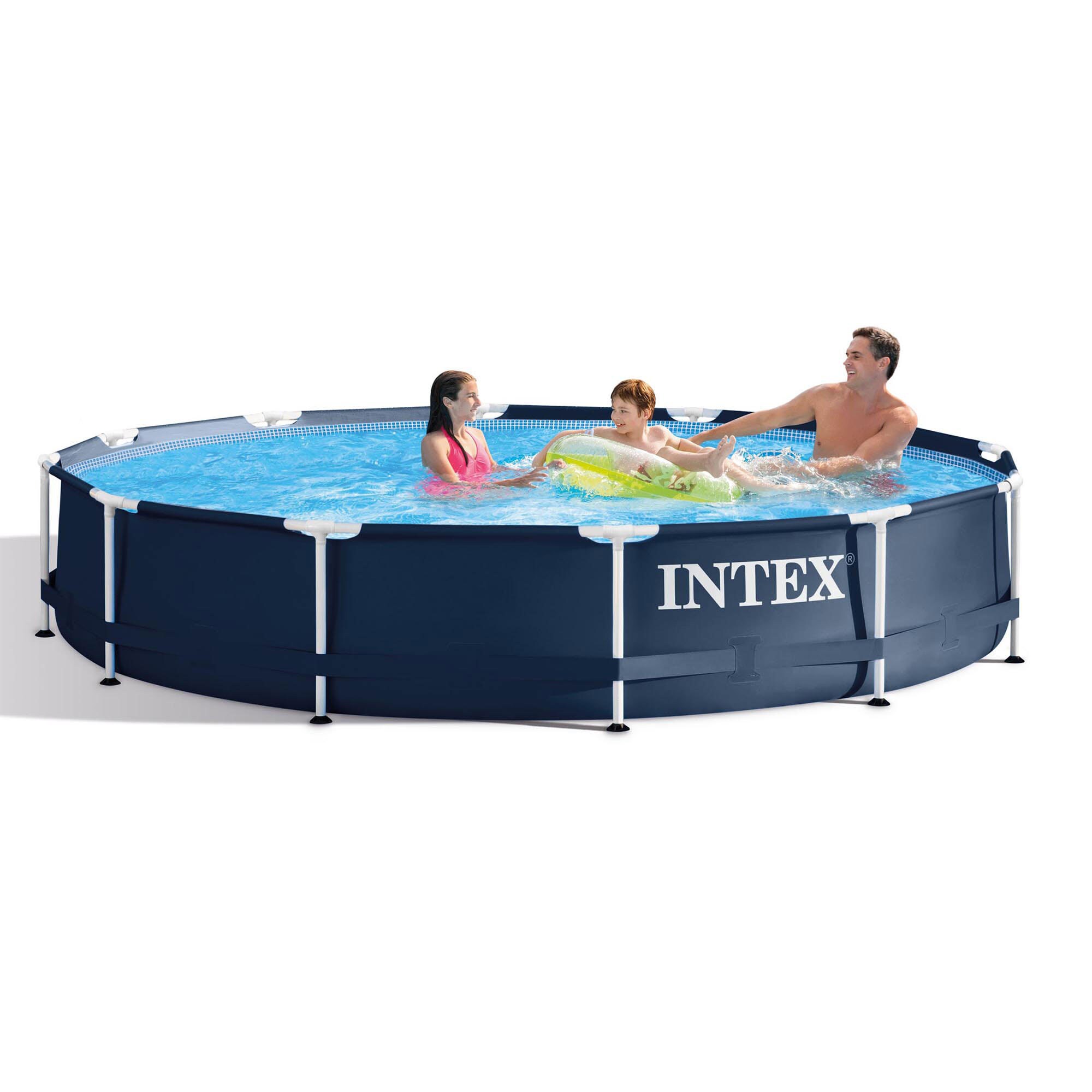 Intex 12 Ft X 12 Ft X 30 In Metal Frame Round Above Ground Pool With Filter Pump In The Above