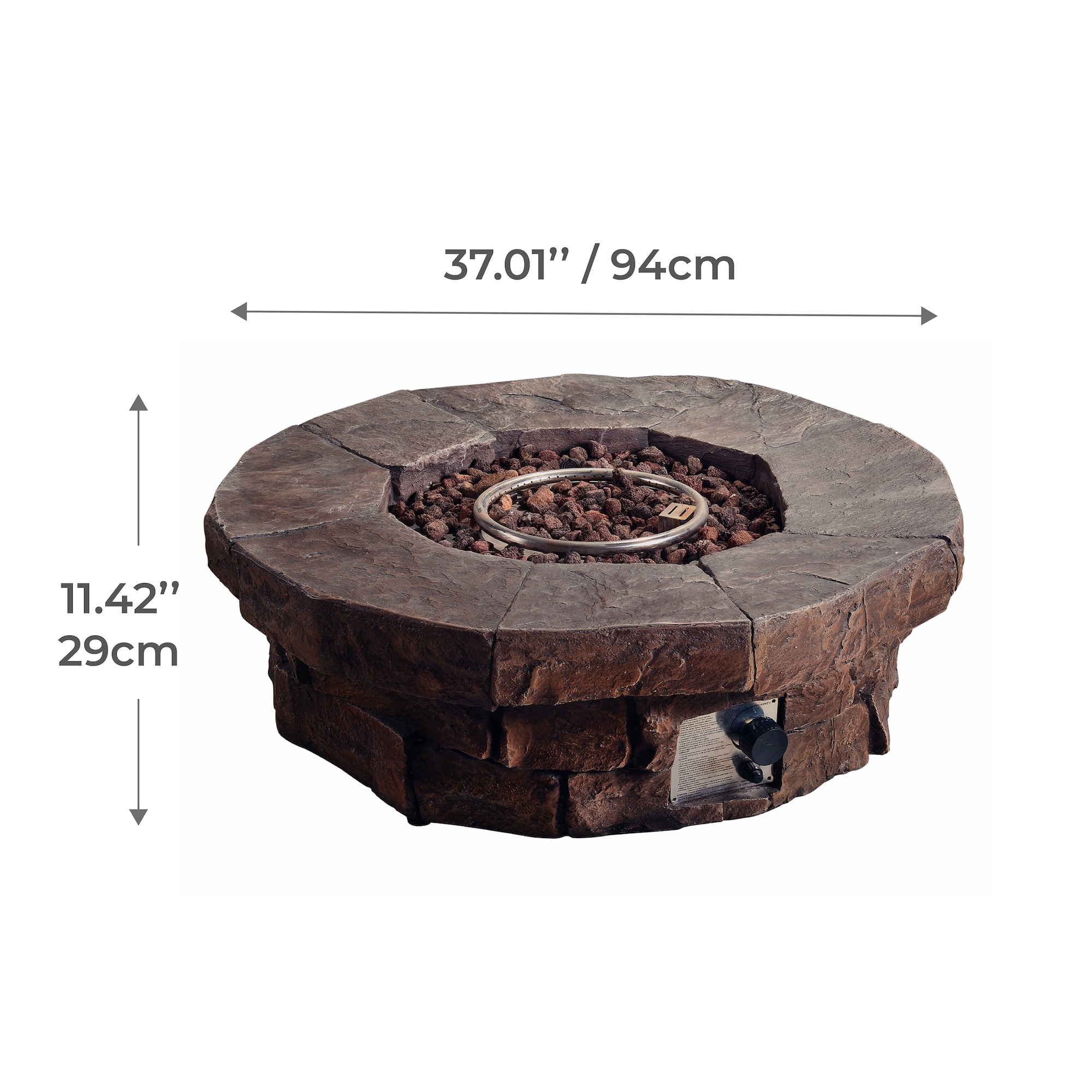 Teamson Home 37.01-in W 50000-BTU Dark Brown Portable Faux Stone Round ...