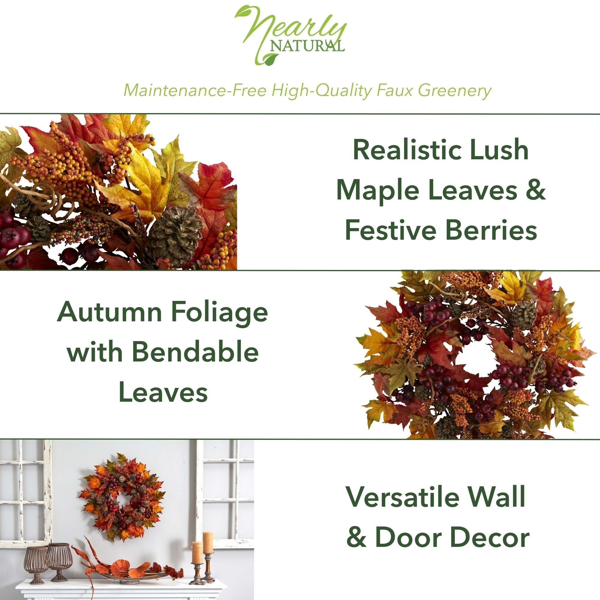 Nearly Natural 4810 Artificial-Thanksgiving-Wreaths - View #3