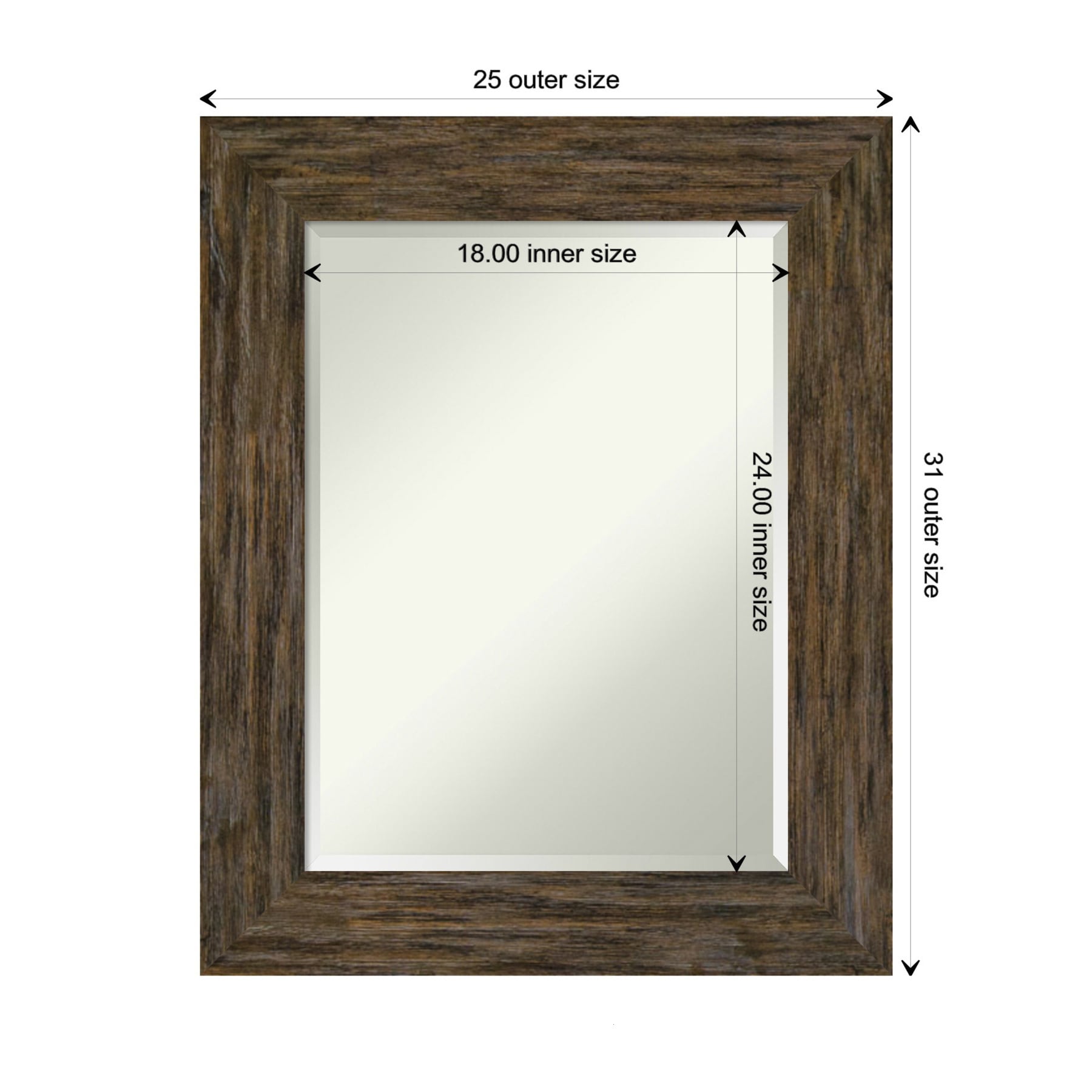 Fencepost Brown 31" x 25" Beveled Wood Framed Wall Mirror