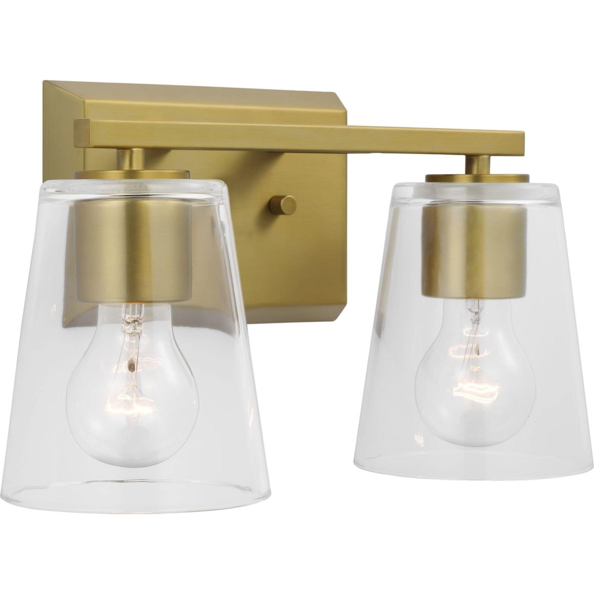Progress Lighting P300458-191 Vertex 12.87-in 2 -Light Brushed Gold Modern/contemporary Vanity light
