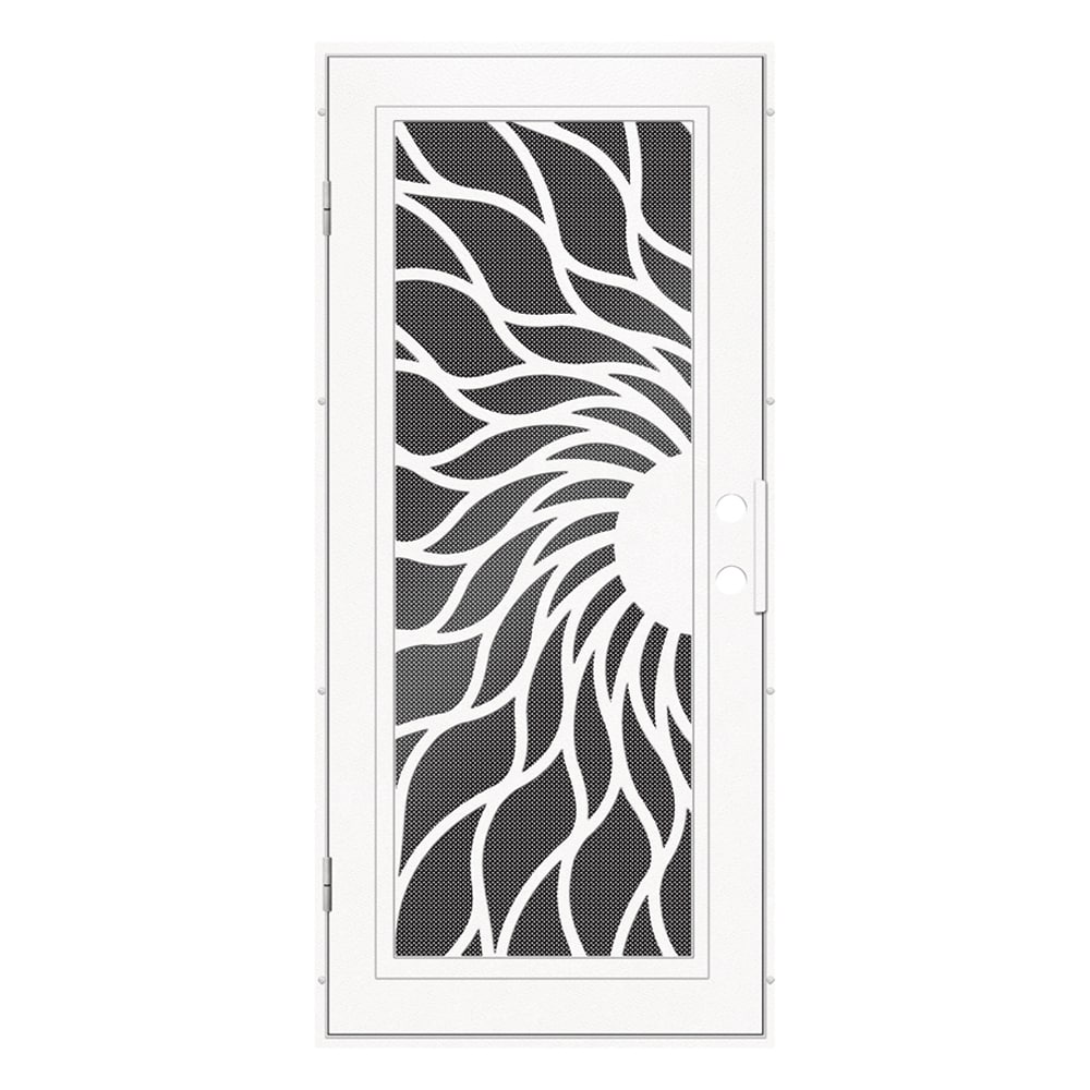 TITAN 3S2001DL2WTP9A Premium Aluminum Security Door 32-in x 80-in White Aluminum Surface mount Right-hand outswing Security Door with Black Screen and Double bore