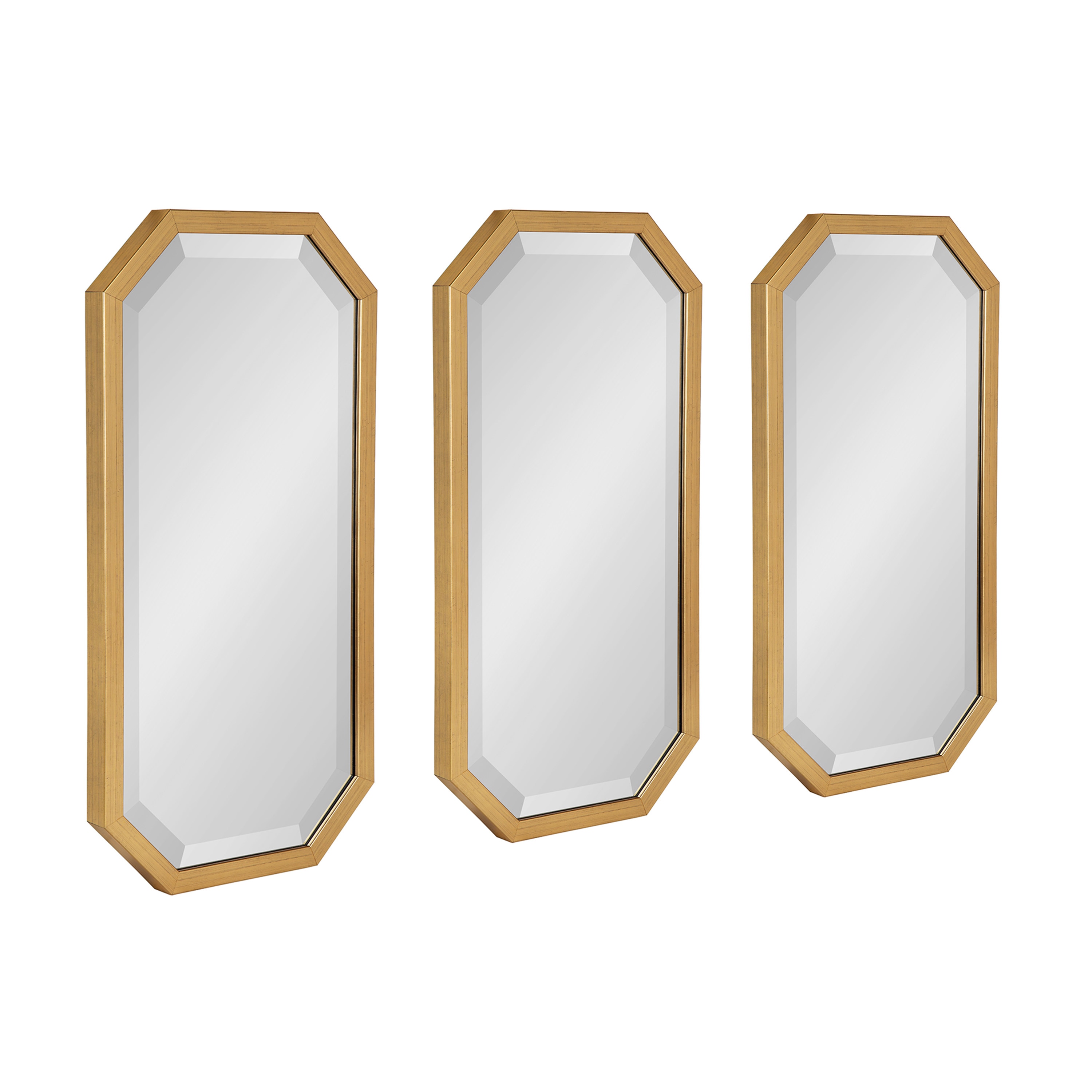 Kate and Laurel 216731 Laverty 12-Inches W x 24-Inches H Octagon Gold Framed Wall Mirror