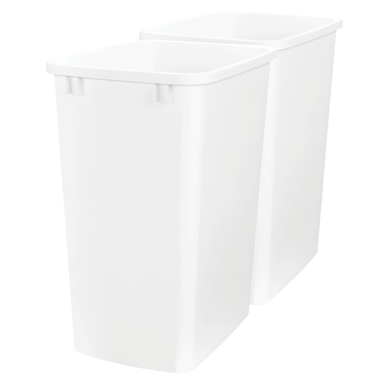 Rev-A-Shelf 397913 35 Quart White - 2 Pack Plastic Indoor Kitchen Lidless Trash Can