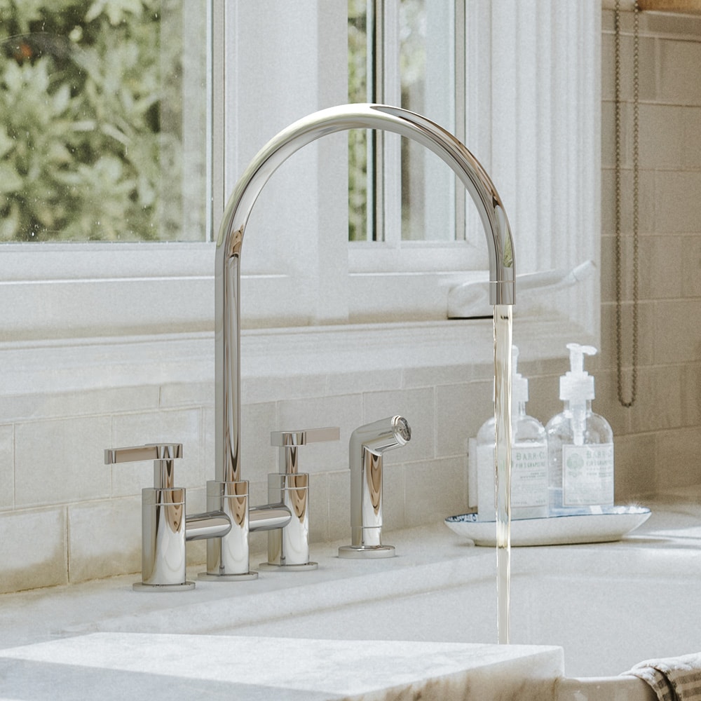allen + roth F80B6606CP Bridger Chrome Single Handle Deck-mount Bridge Kitchen Faucet ( Side Sprayer Included )