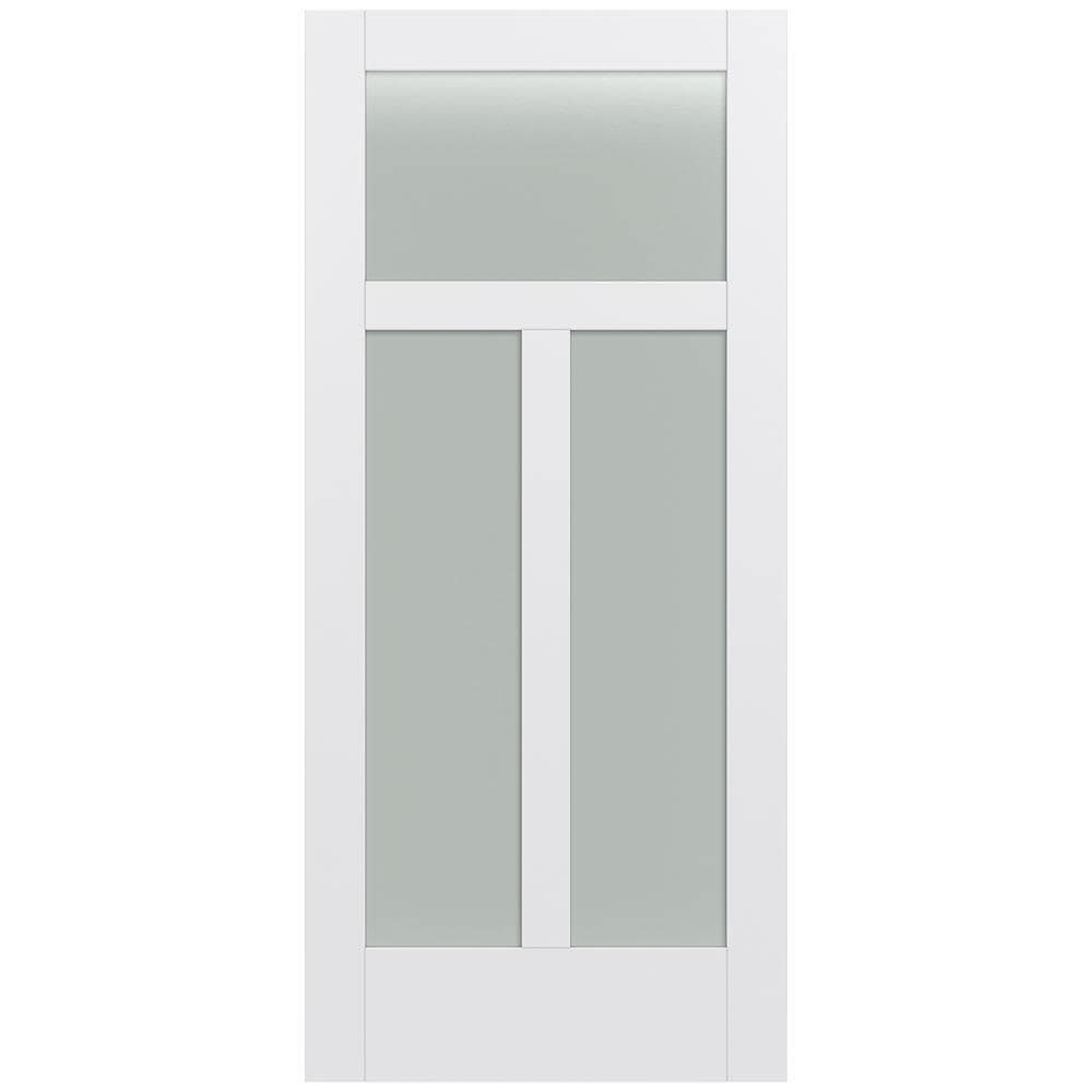 JELD-WEN LOWOLJW221100247 MODA 1033W 36-in x 80-in Primed 3-panel craftsman Frosted glass Smooth Solid core Primed MDF Slab Door