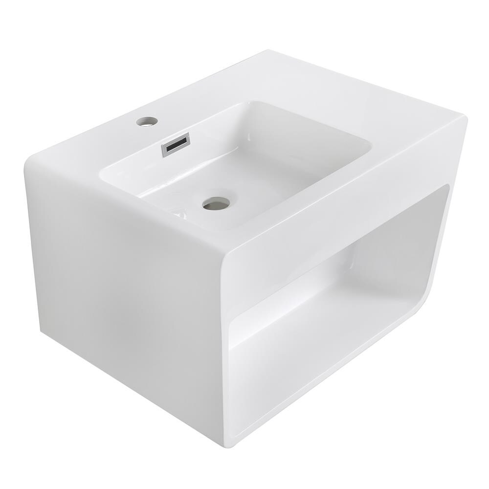 Streamline 24 In Glossy White Single Sink Bathroom Vanity With Glossy   14903019 