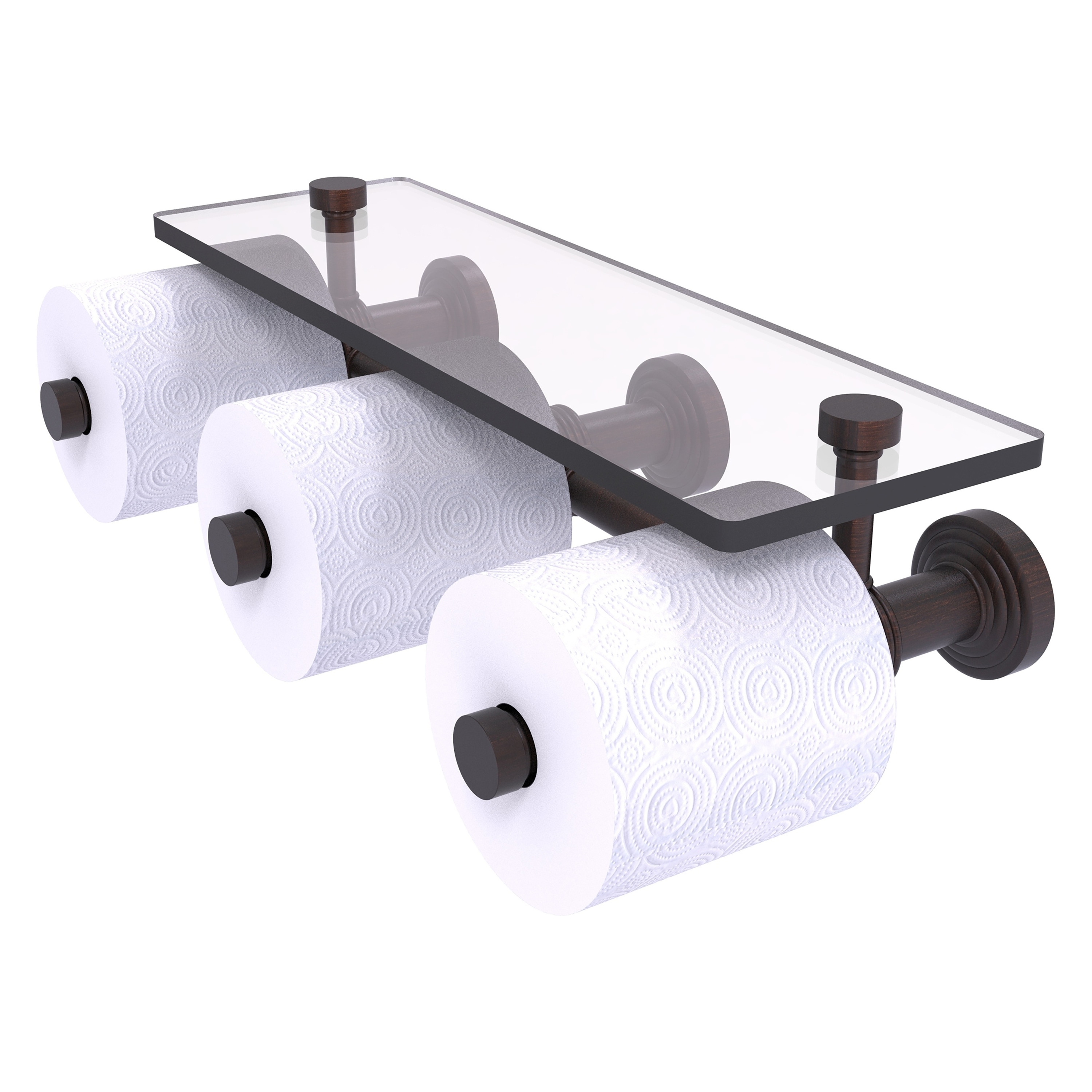 Allied Brass WP-35-3S-VB Waverly Place Venetian Bronze Wall mount Double post Toilet Paper Holder 3 -Rolls with Storage