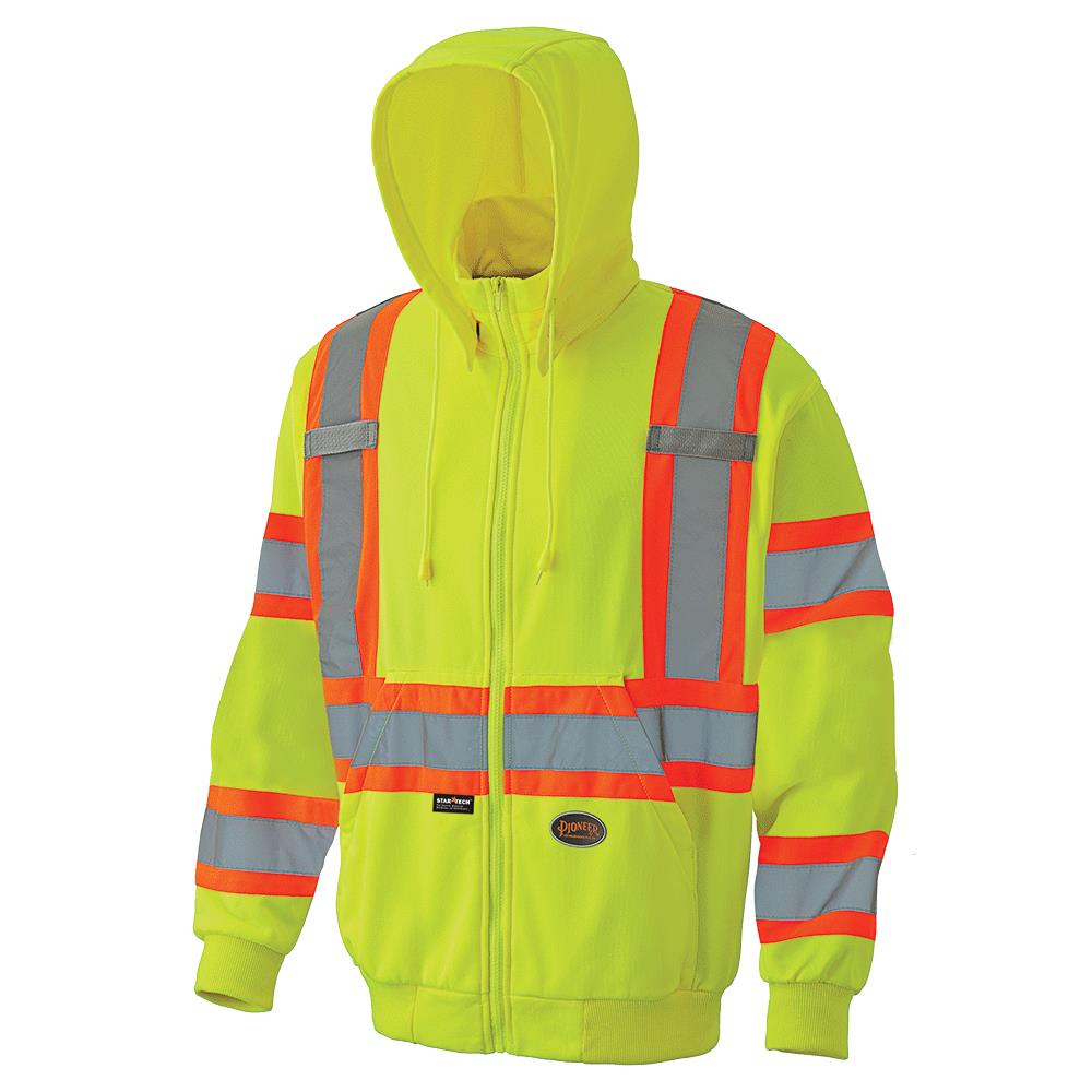Zip Hoodie High Viz Safety Hoody Jacket Men Hi Vis Visibility Work Wear Top S-XL 