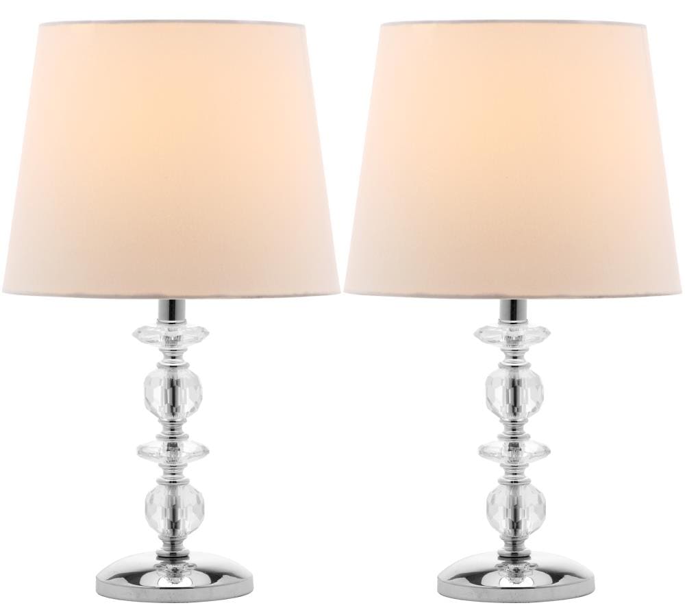 Elegant Derry Crystal Orb Table Lamp Set, Transparent with White Shade