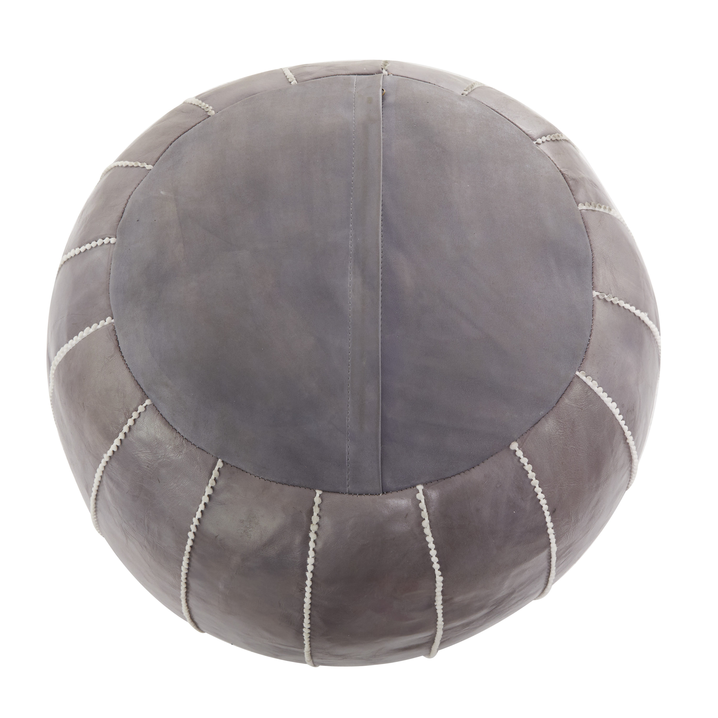 Noble House Lorelei Boho Wool and Cotton Large Ottoman Pouf, Gray and White