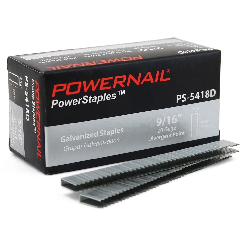 Powernail 9/16-in Leg x 3/16-in Narrow Crown Grey 20-Gauge Collated Tacking  Staples (5000-Per Box)