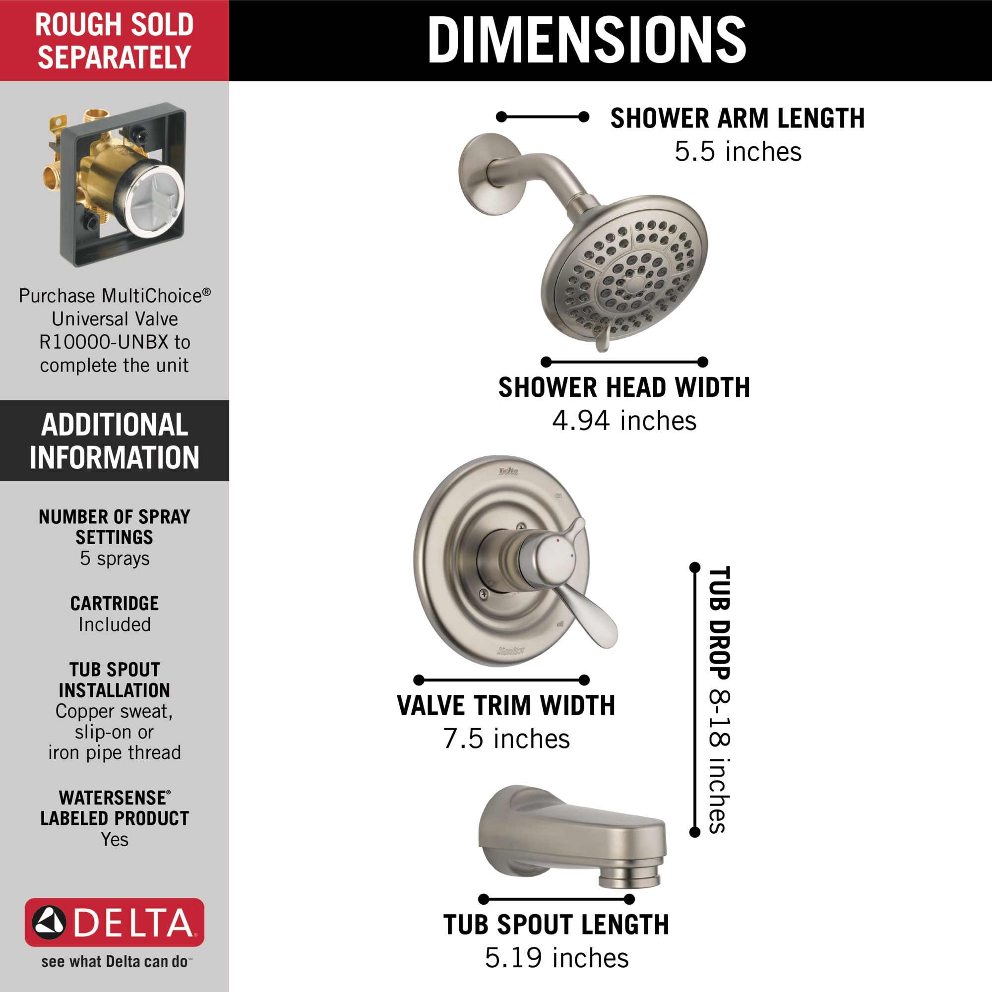 Delta T17430-SS Tub-Shower-Faucets - View #3
