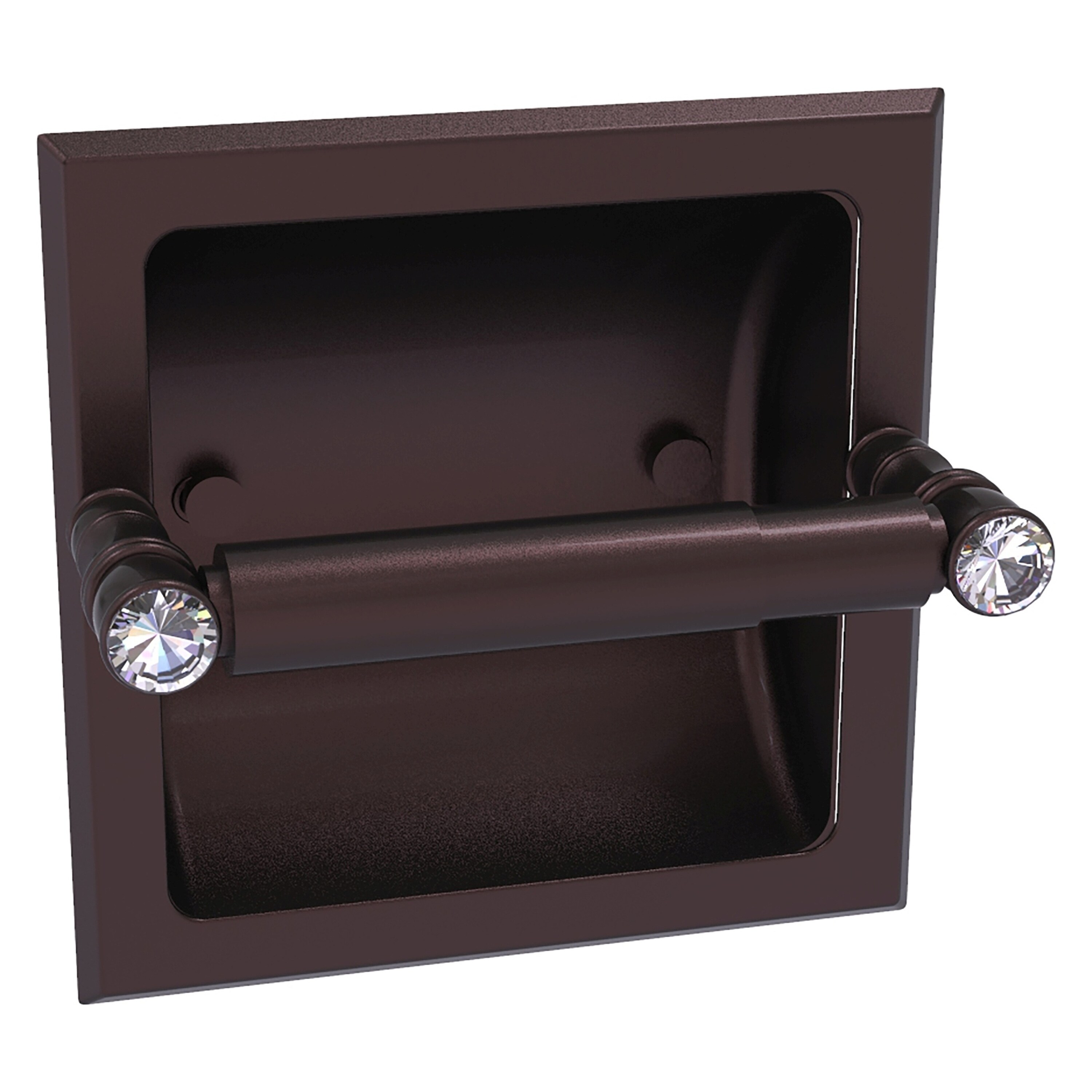 Allied Brass CC-24C-ABZ Carolina Crystal Antique Bronze Recessed Double post Toilet Paper Holder 1 -Rolls